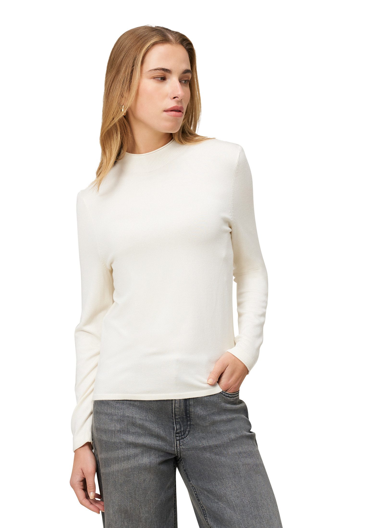 Zero Strickpullover Damen mit hohem Kragen (1-tlg) Plain/ohne Details