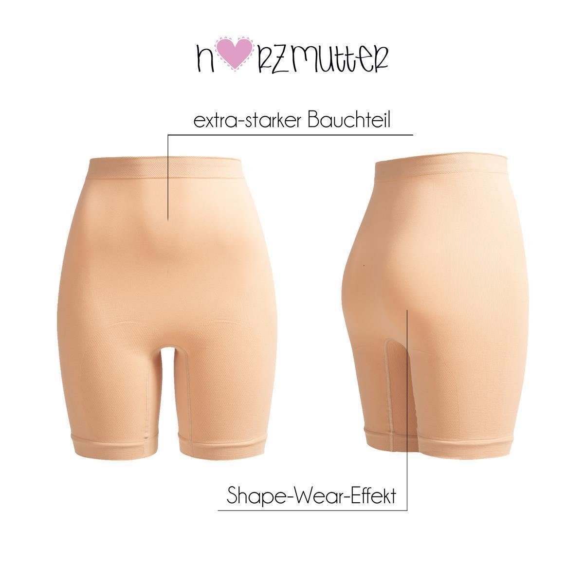 Shapingpants Shorts Damen Shaping Herzmutter - Schwarz/Beige Shapewear Unterwäsche 2-St) (Packung,