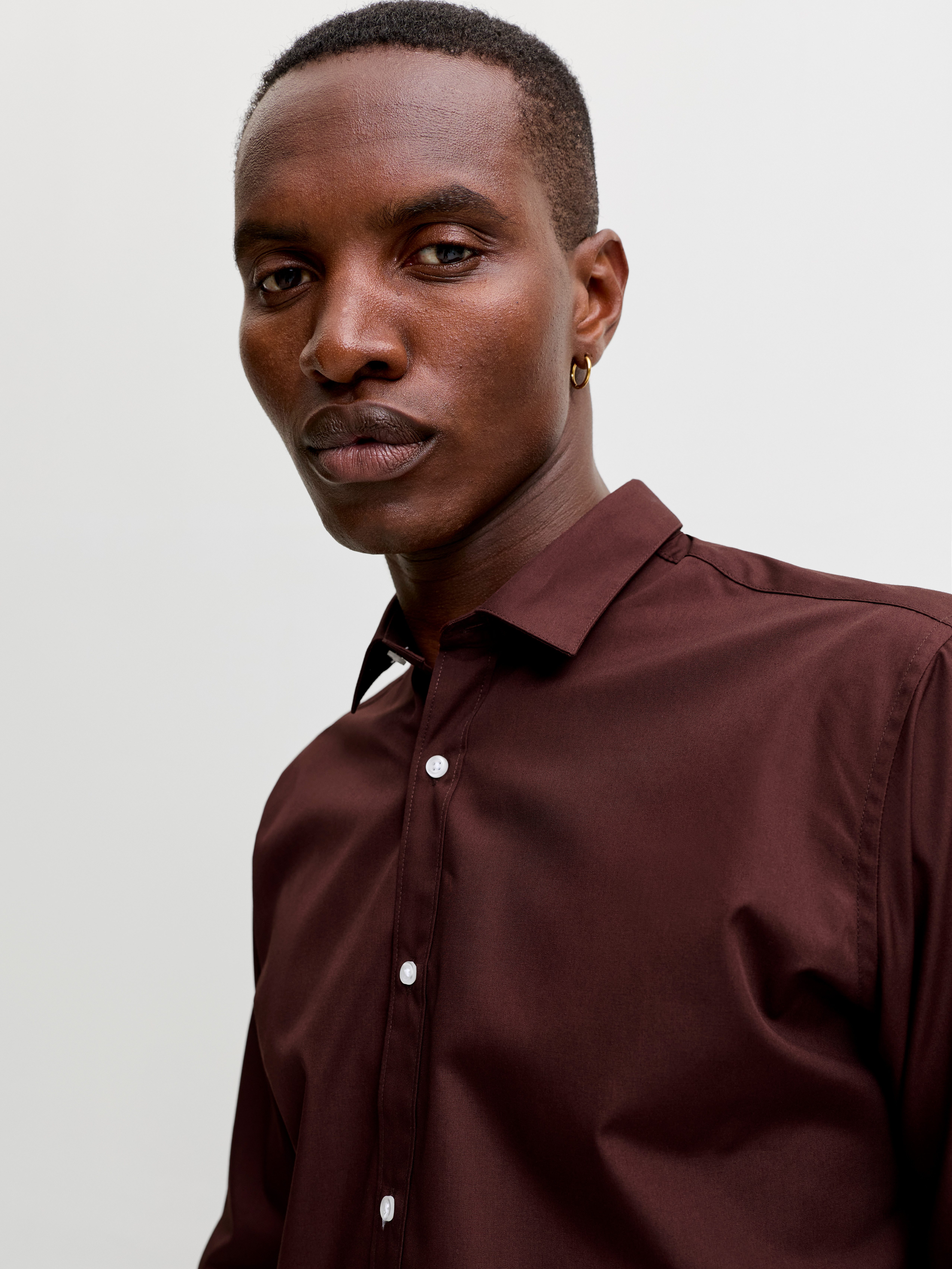 Jack & Jones Langarmhemd JJJOE SHIRT LS PLAIN Materialmix, slim fit