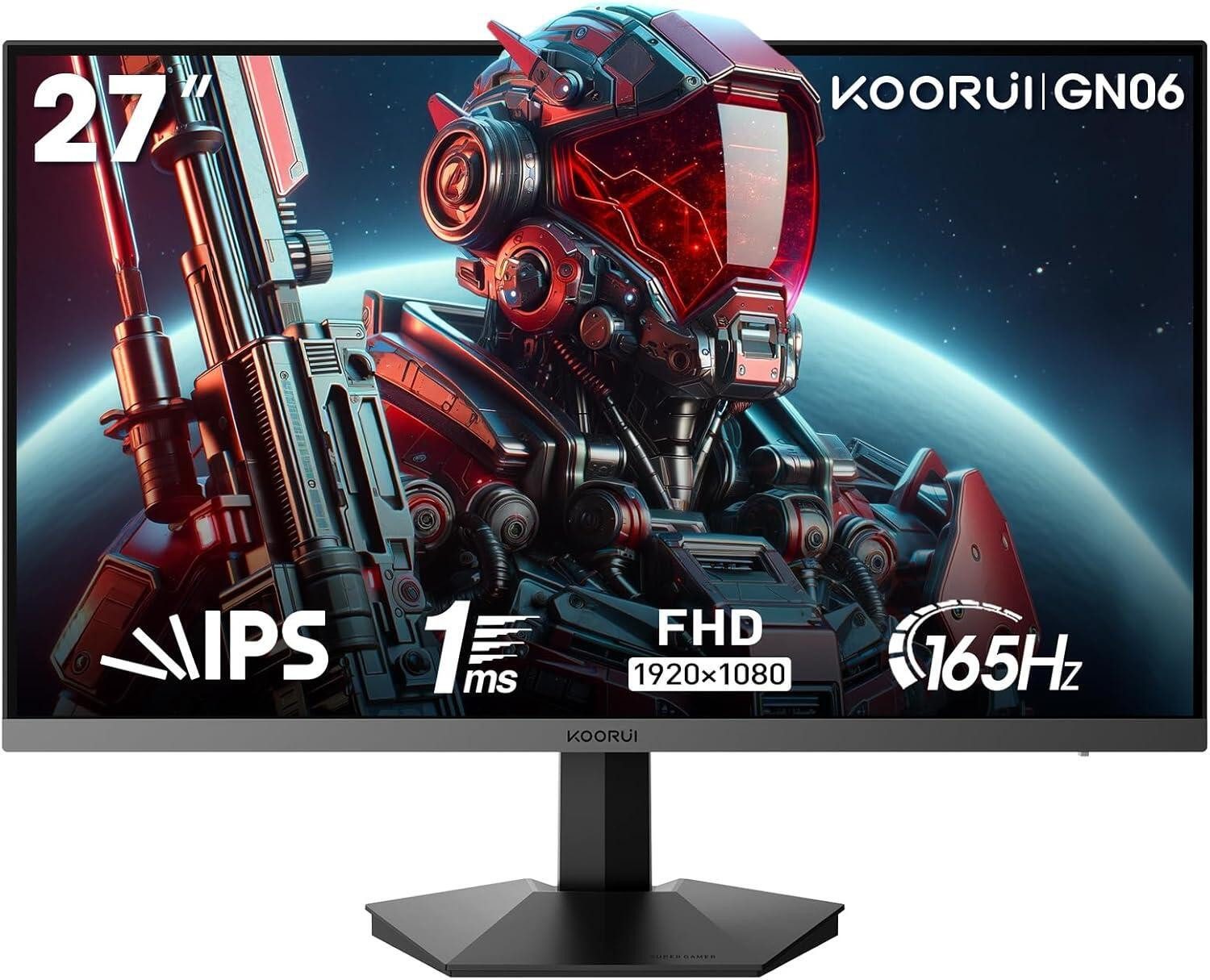 KOORUI KOORUI GN06 Gaming Monitor 27 Zoll Gaming-LED-Monitor (1920 x 1080, 1 ms Reaktionszeit, 165 Hz, IPS Panel)