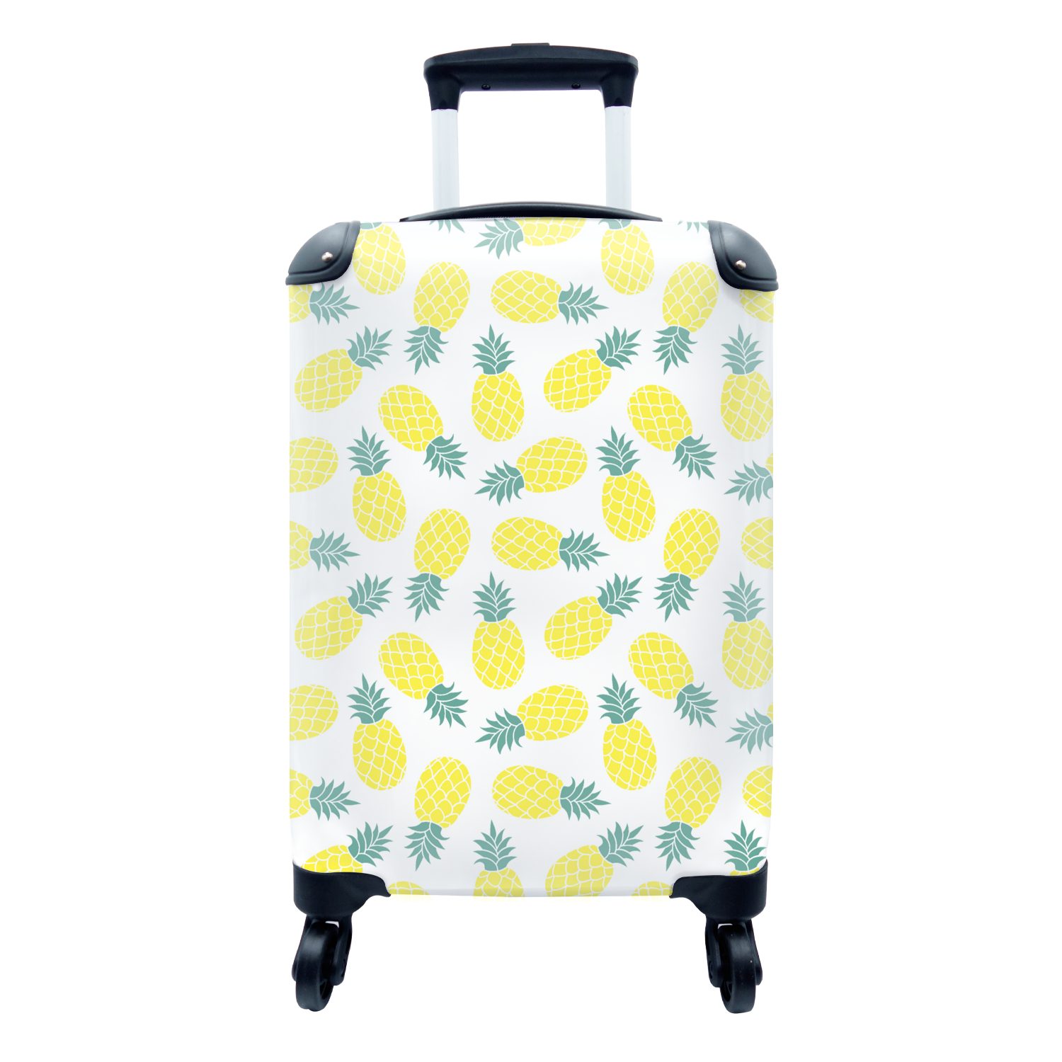 MuchoWow Handgepäckkoffer Sommer - Tropisch - Design - Ananas, 4 Rollen, Reisetasche mit rollen, Handgepäck für Ferien, Trolley, Reisekoffer