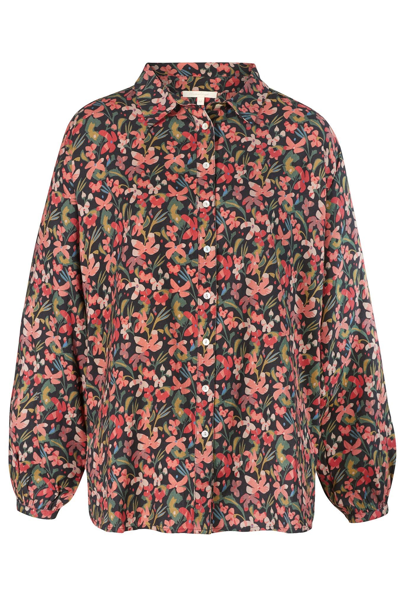 Himalaya Clothing Hemdbluse Edle Bluse Damen aus hochwertiger Viskose mit Blumenmuster Geradegeschnittene Viskose Bluse mit Hemdkragen