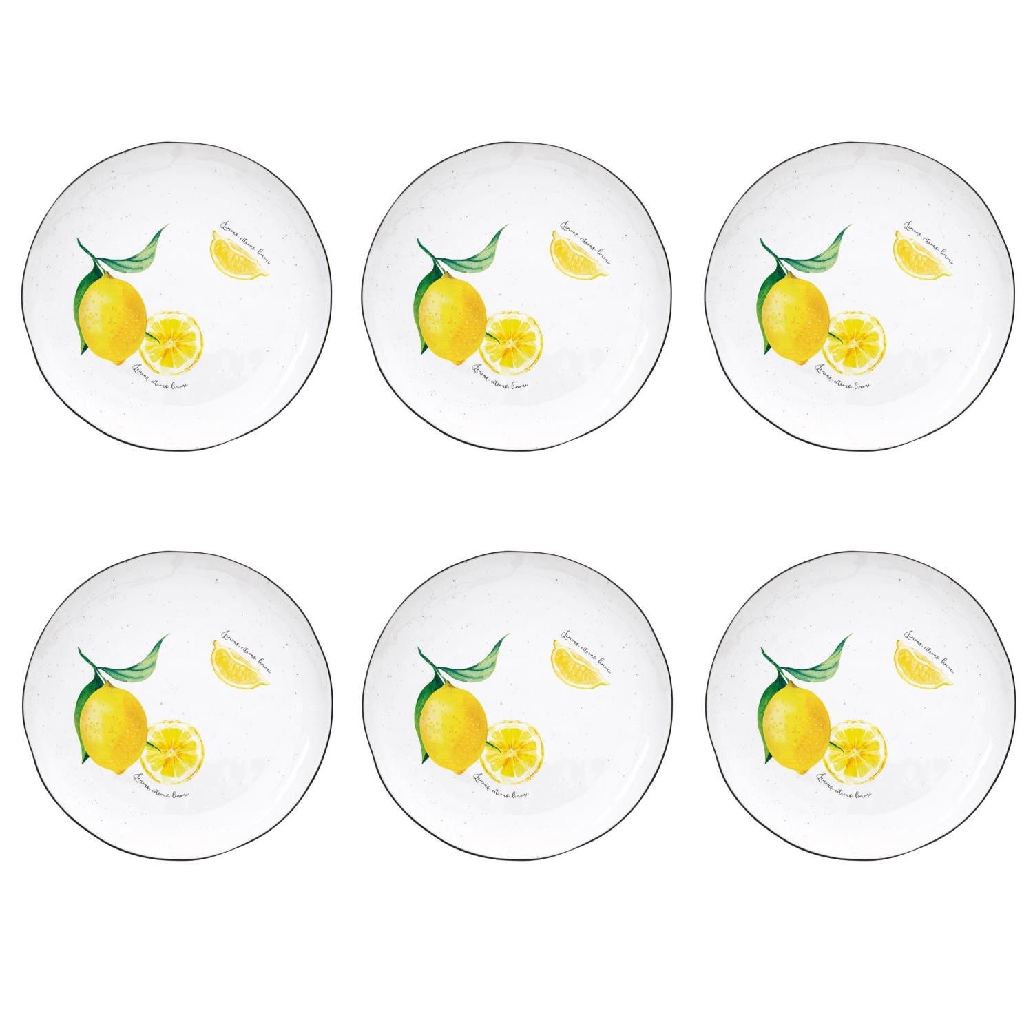 EasyLife Speiseteller Amalfi, Spülmaschinengeeignet, Weiß, Motiv: Zitronen