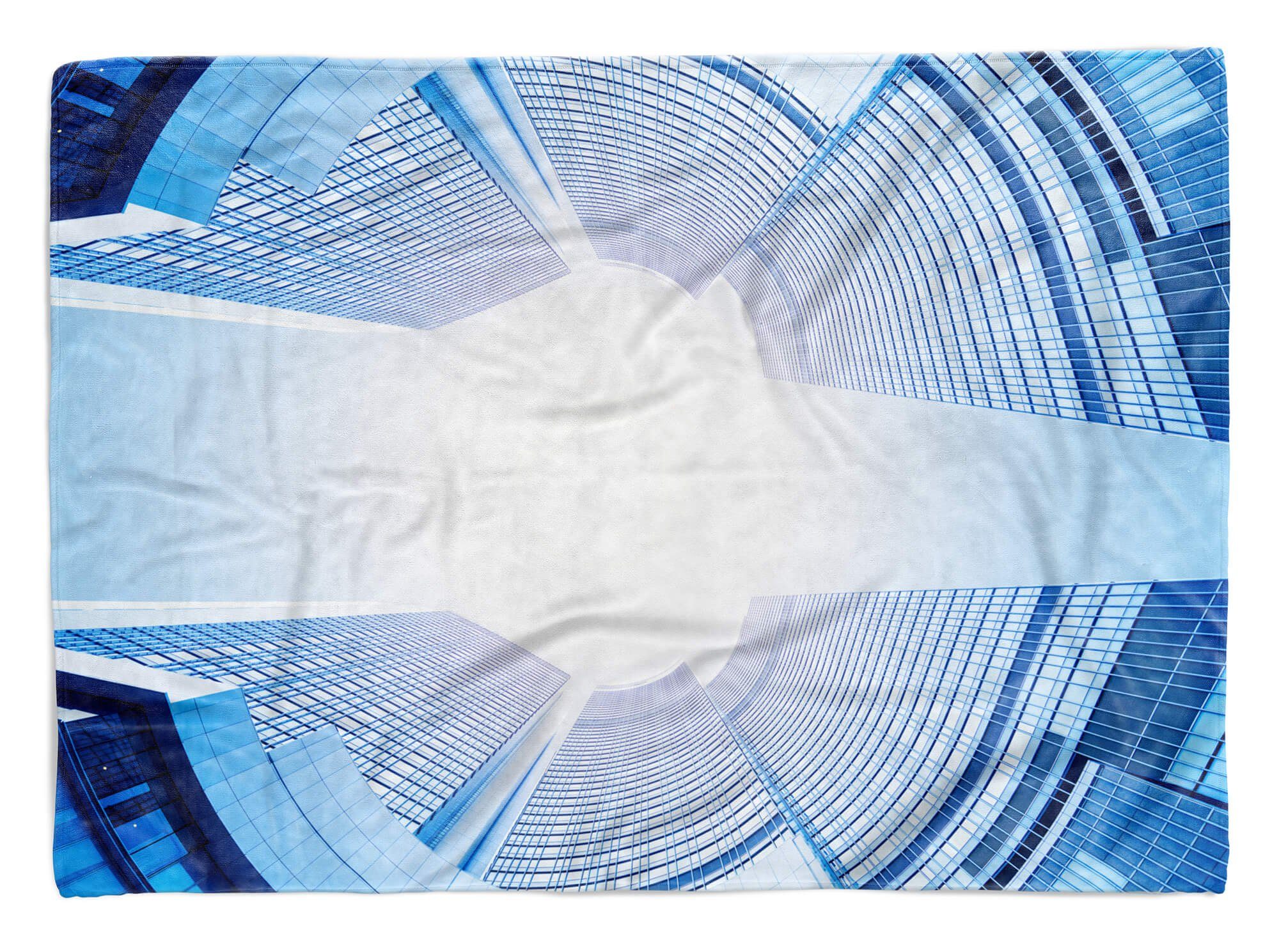 Saunatuch Strandhandtuch Art Blau Handtuch H, Kuscheldecke (1-St), Sinus Architektur Handtücher mit Baumwolle-Polyester-Mix Fotomotiv Handtuch