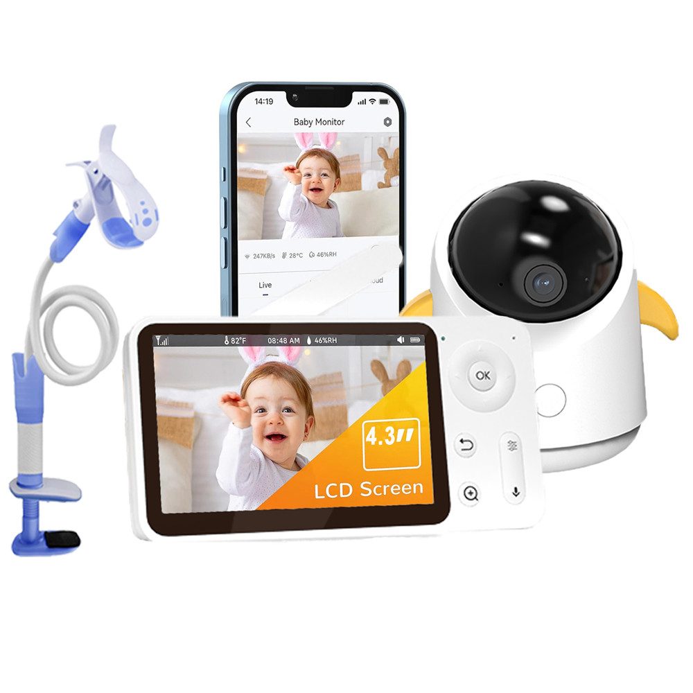 Babyphone 2MP Babyphone mit Kamera 4,3 Zoll Display WLAN Babyphone und APP