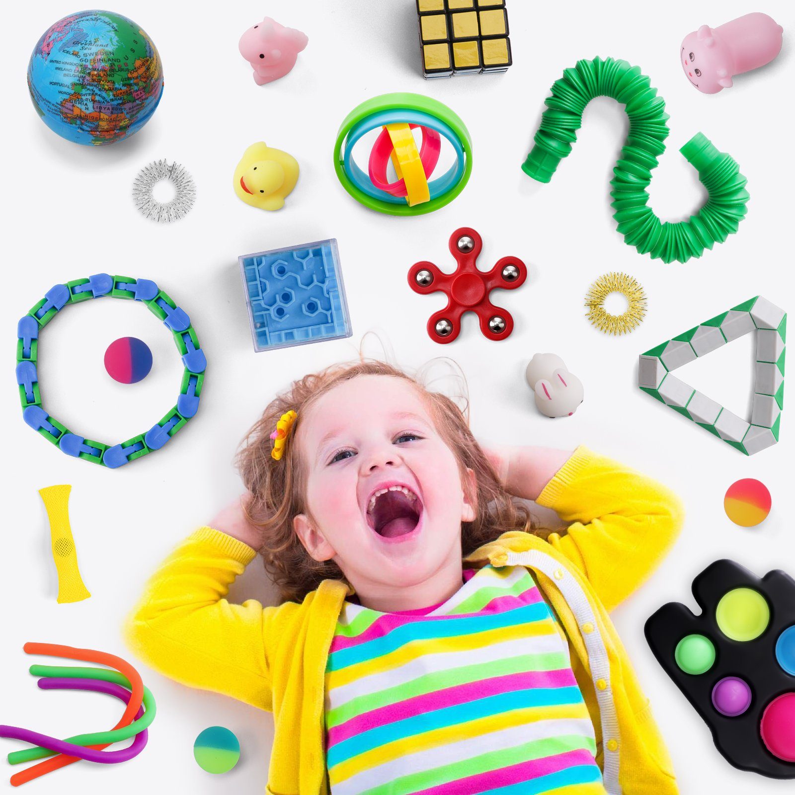 Coradoma Lernspielzeug Fidget Toys Set Squishy (27-St) Sensorik Braun It Pop - Mochi Anti Spielzeug Stress