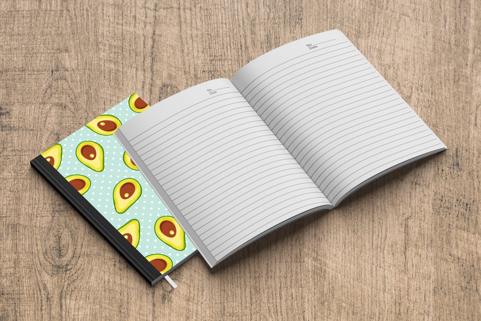 MuchoWow Notizbuch Avocado Notizheft, 98 dots, - Polka - A5, Merkzettel, Muster Haushaltsbuch Tagebuch, Seiten, Journal