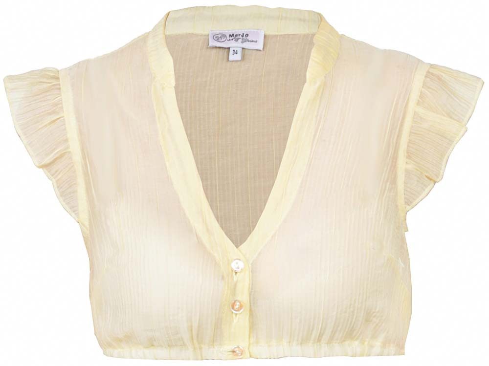 MarJo Dirndlbluse Dirndlbluse Waldbrunn Flügelarm zitrone