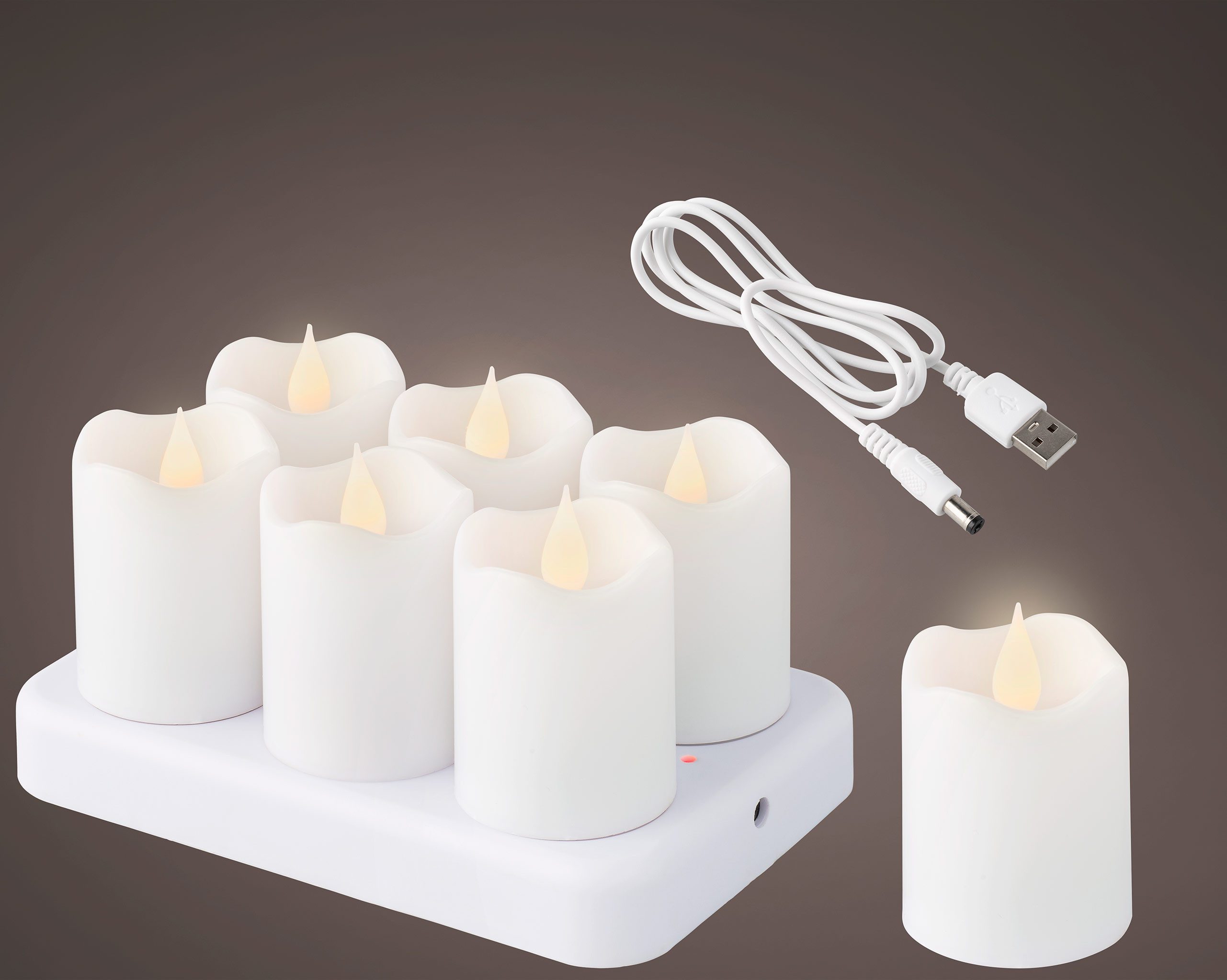 Lumineo LED-Teelichter, Dauerlicht, warmweiß, LED Teelichter 4cm Kunststoff 6 Stück Weiß / Warmweiß