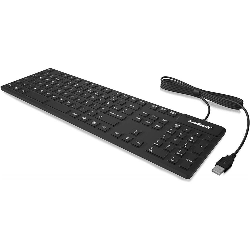 KEYSONIC KSK-8030IN DE Tastatur (Qwertz Layout, Deutsches Layout, wasserdicht, staubgeschützt, schwarz)