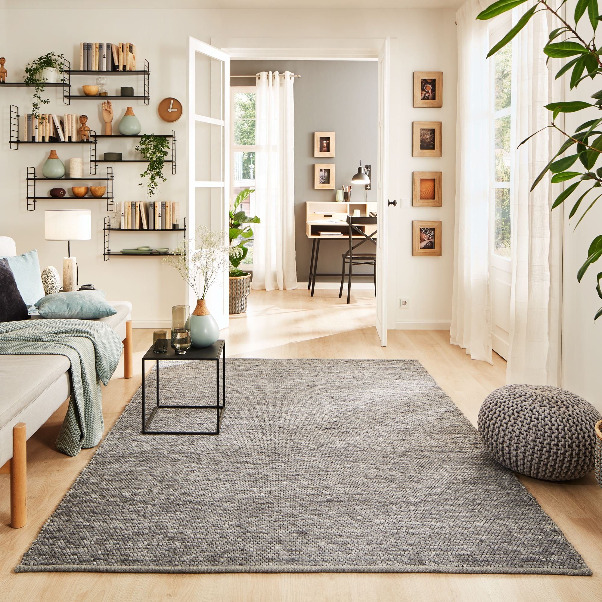 Steffensmeier Wollteppich Rellenbach Mit Fusselstopp, Rechteckig, Handwebteppich, Handweb Teppich, gewalkt