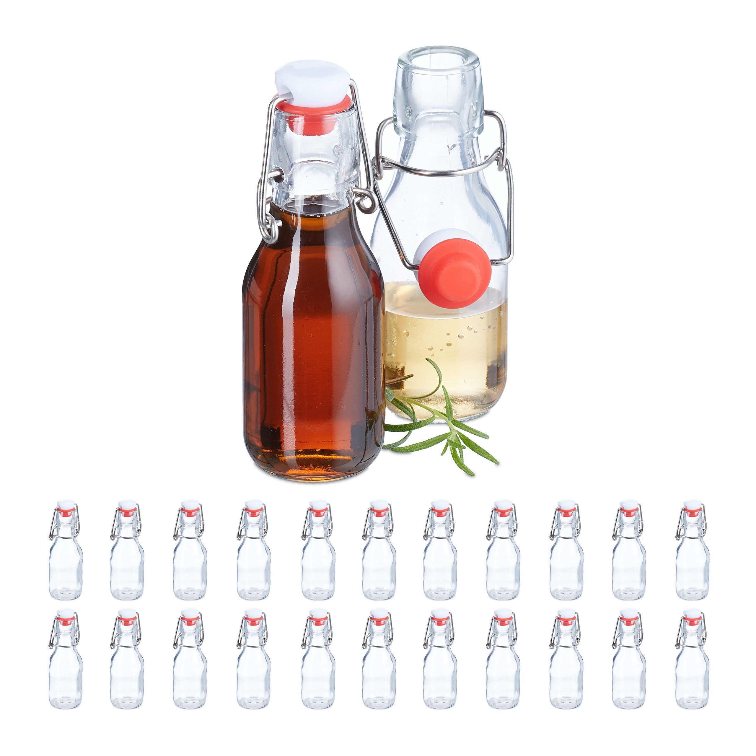 relaxdays Vorratsglas Bügelflaschen 100 ml im 24er Set, Glas, (24-tlg)
