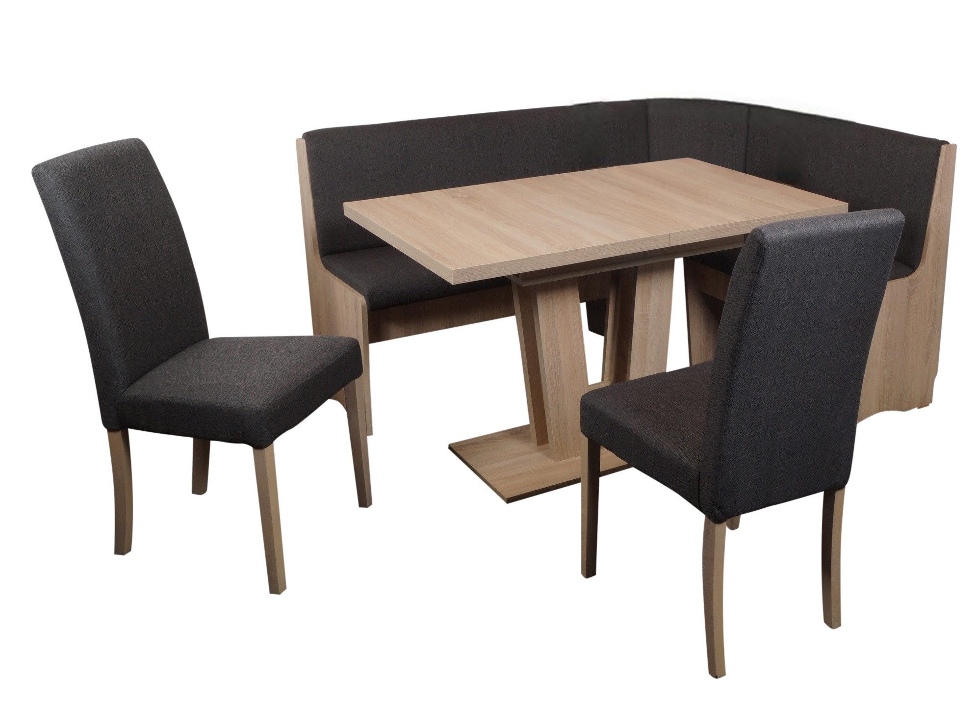 Stolebaenk Eckbankgruppe Duisburg VADUSO, (Eckbank Set, 1 x Eckbank, 1 x Tisch, 2 x Stuhl), Tisch mit Synchronauszug