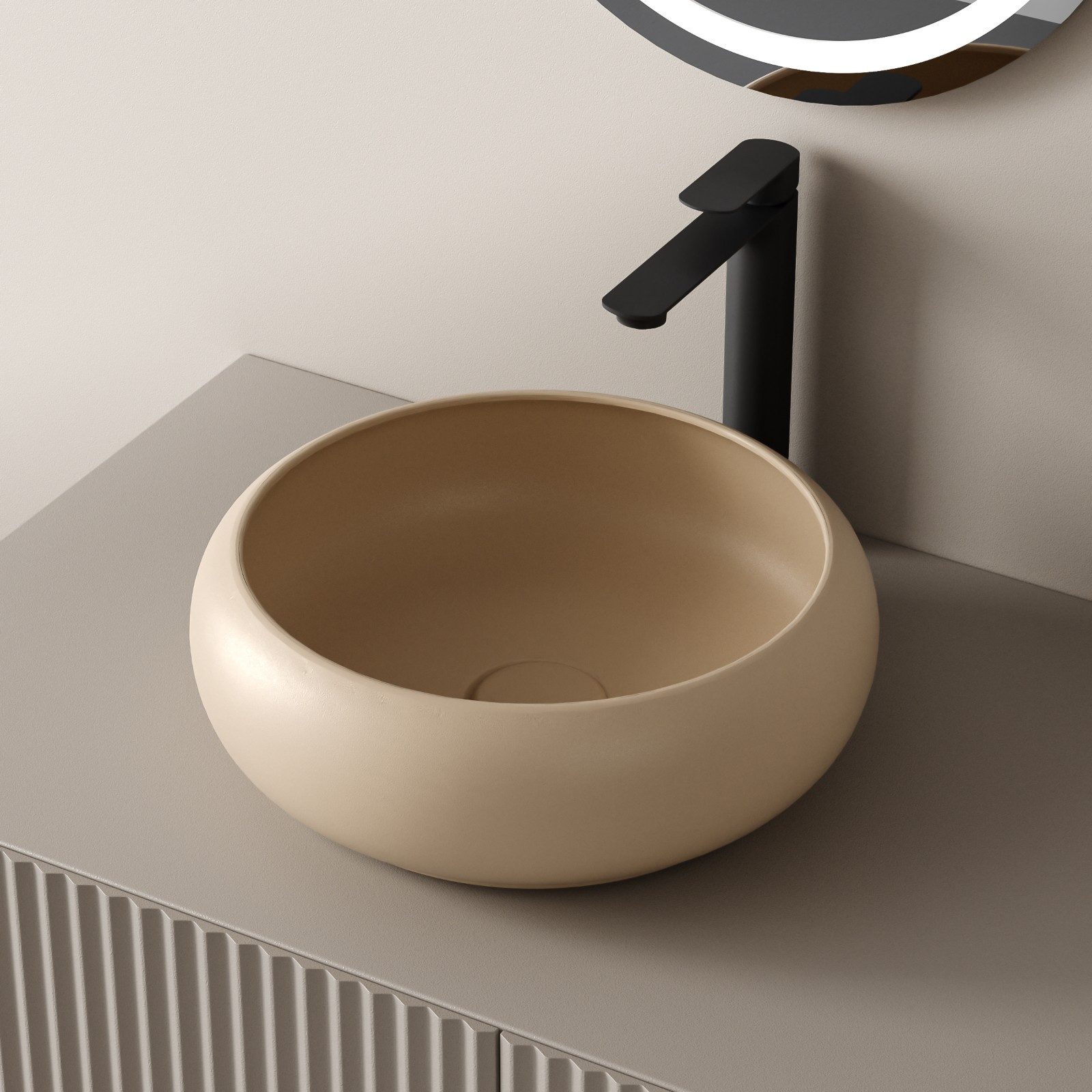 EMKE Aufsatzwaschbecken Keramik Waschbecken Rund Gäste-WC günstig online kaufen