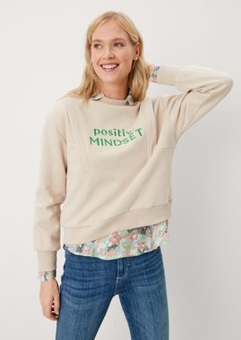 s.Oliver Sweatshirt Softer Sweater mit Wording Stickerei, Blende