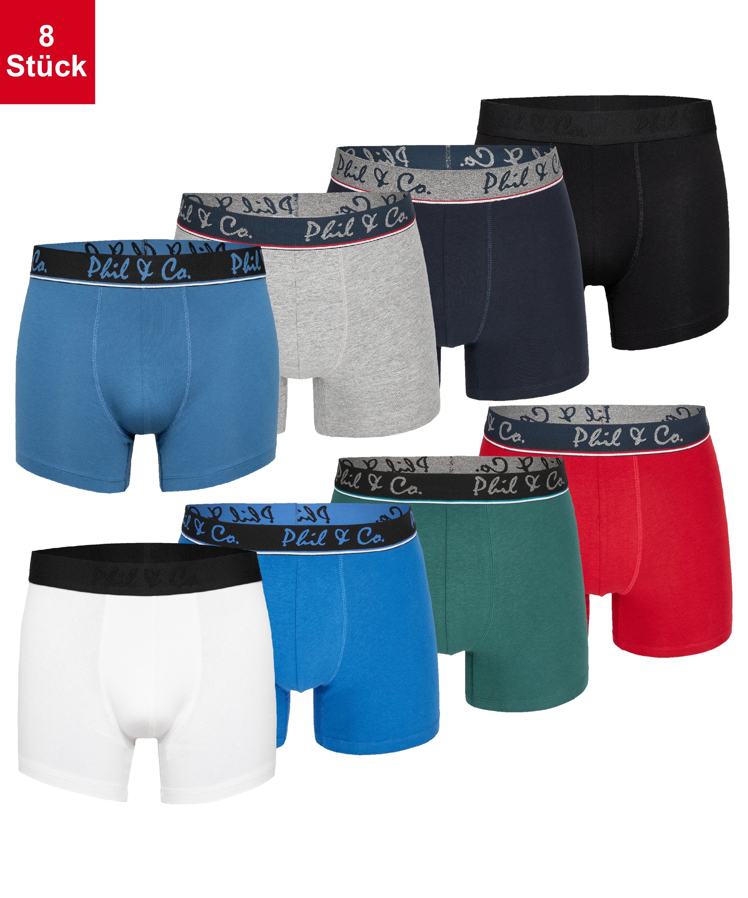 Phil & Pants Multicolor Männer (8-St) 4 Retro Boxershorts Co. Herren