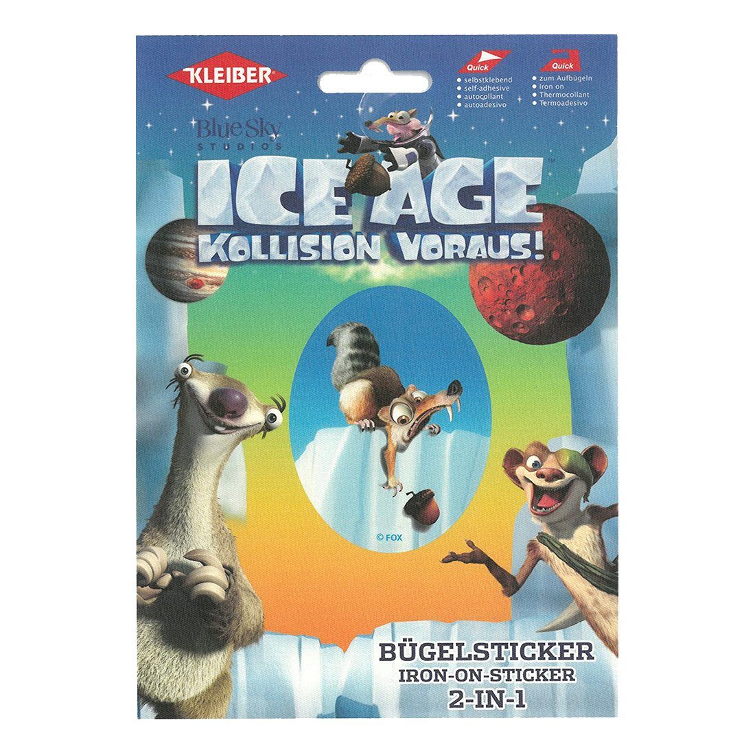 KLEIBER Aufnäher Bügelbild, Aufbügler, Applikationen, Patches, Flicken, zum aufbügeln, Polyester, Ice Age Scrat loses a nut - Größe: 21 x 14,7 cm