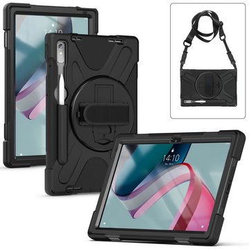 Wigento Tablet-Hülle Für Lenovo Pad Pro 11.2 2022 TB-138FC / 132FU 360 Grad aufstellbare Outdoor Hybrid Schwarz Tablet Tasche Etuis + Halteschlaufe