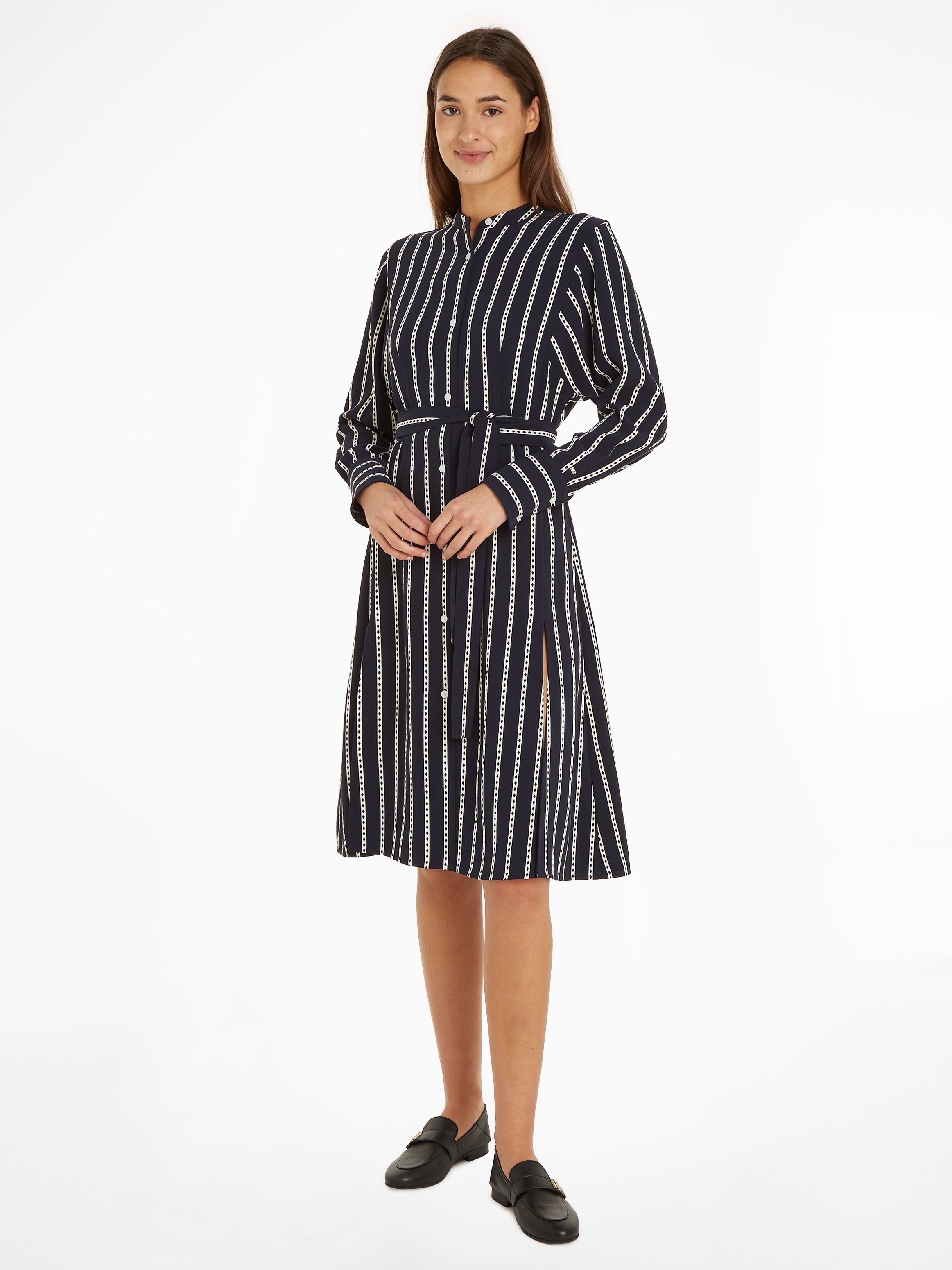 Tommy Hilfiger Shirtkleid ARGYLE STRIPE MIDI SHIRT DRESS mit Taillengürtel