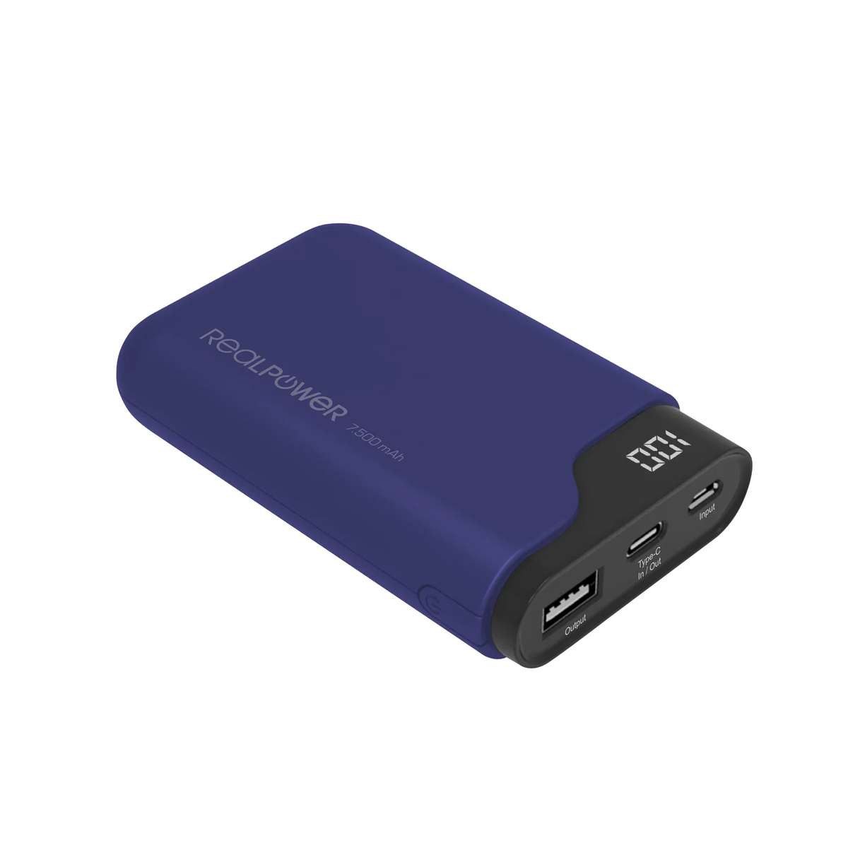 Realpower RealPower PB-7500C Navy Blue 7500 mAh Schwarz, Blau Powerbank