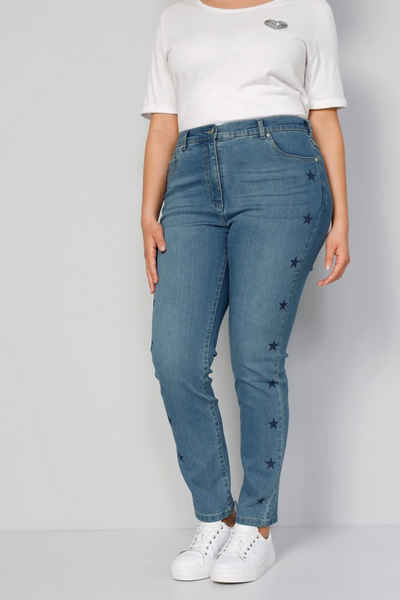 MIAMODA Regular-fit-Jeans Jeans Slim Fit seitliche Sterne 5-Pocket