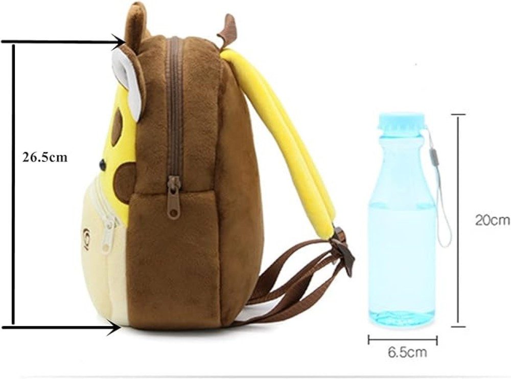 Ikonka Kinderrucksack Giraffe Plüsch-Rucksack Niedliches Kinderaccessoire für den Alltag, Weicher Plüsch, verstellbare Gurte, geräumige Taschen – Bild 5 von 5