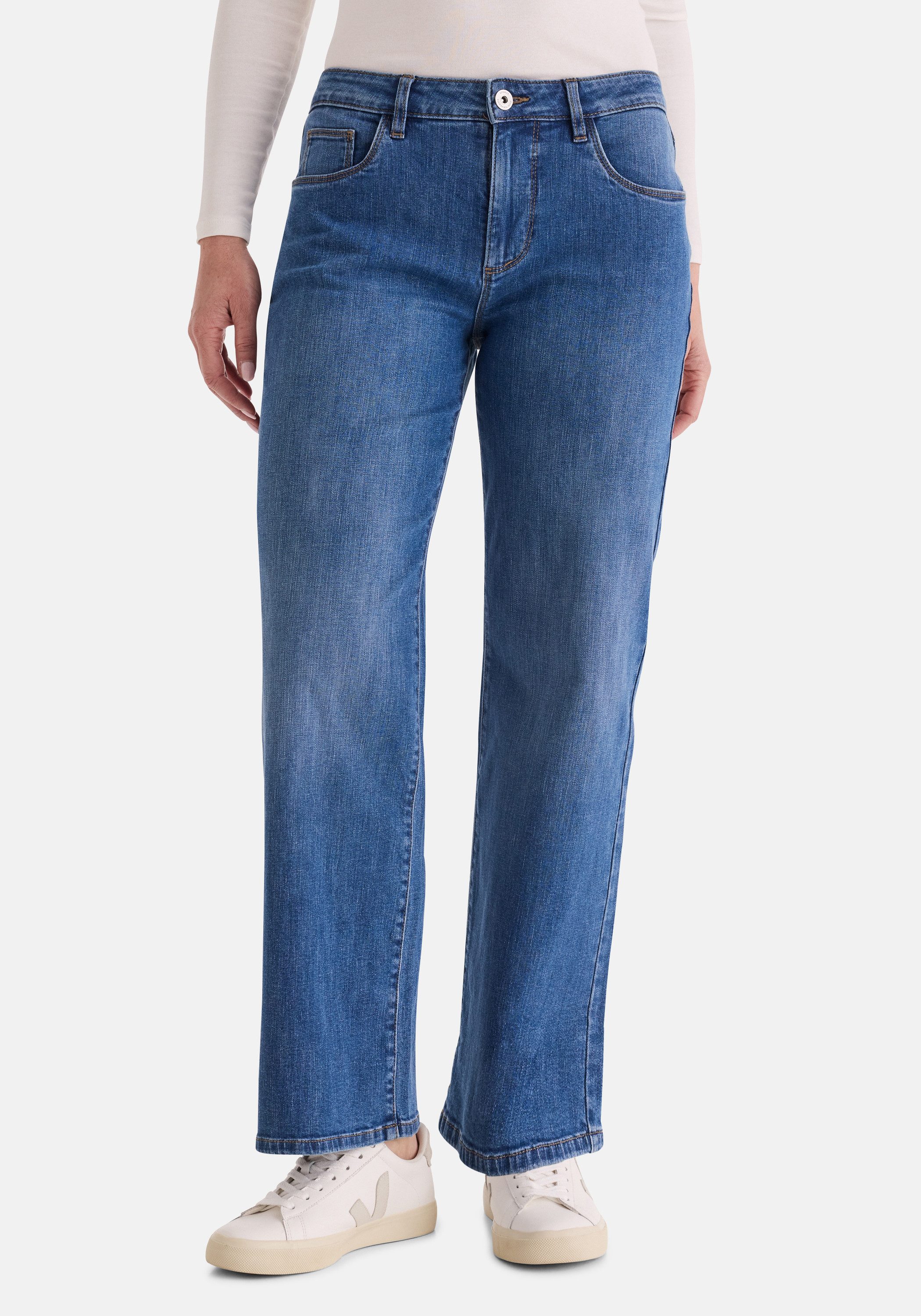 STOOKER WOMEN 5-Pocket-Jeans MARY Denim 5-Pocket Hose Wide Leg Fit Casual Clean Wash Stretch für Damen