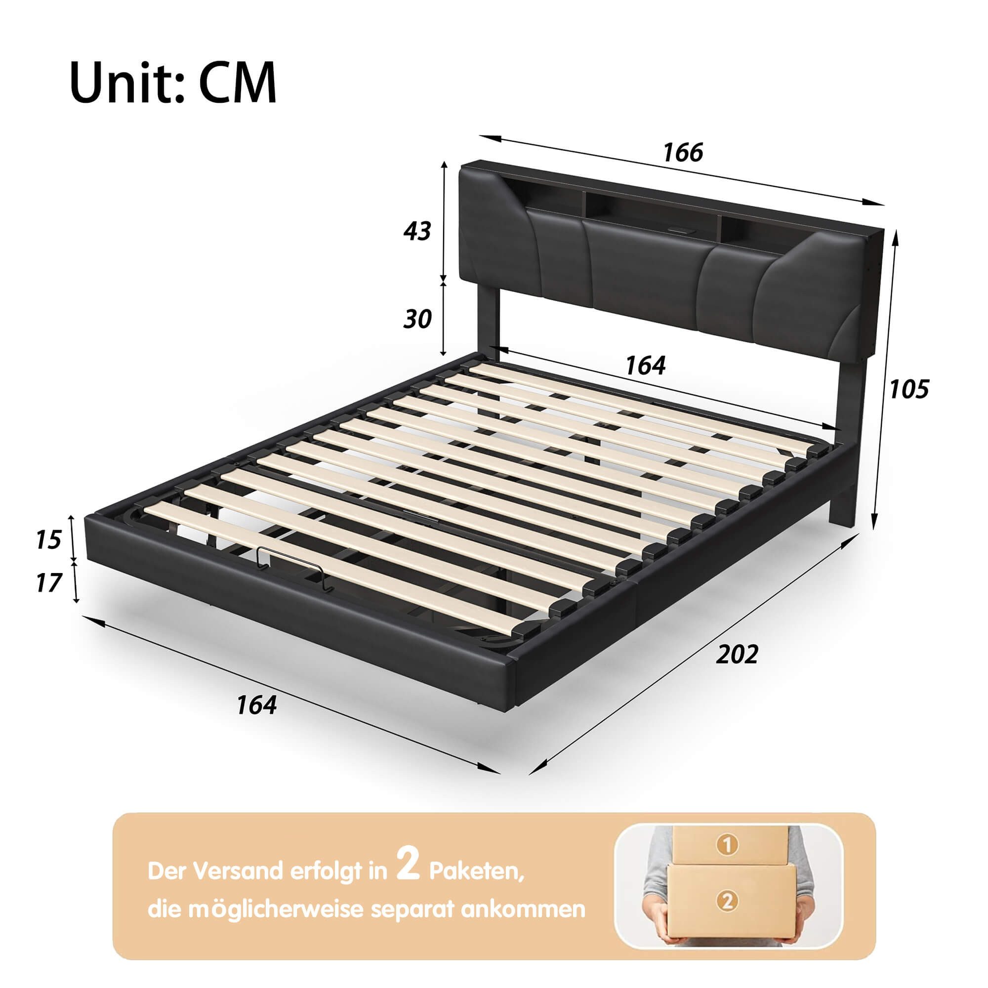 Furnishings Home Polsterbett Doppelbett mit LED Licht,Hydraulisch anhebbare günstig online kaufen