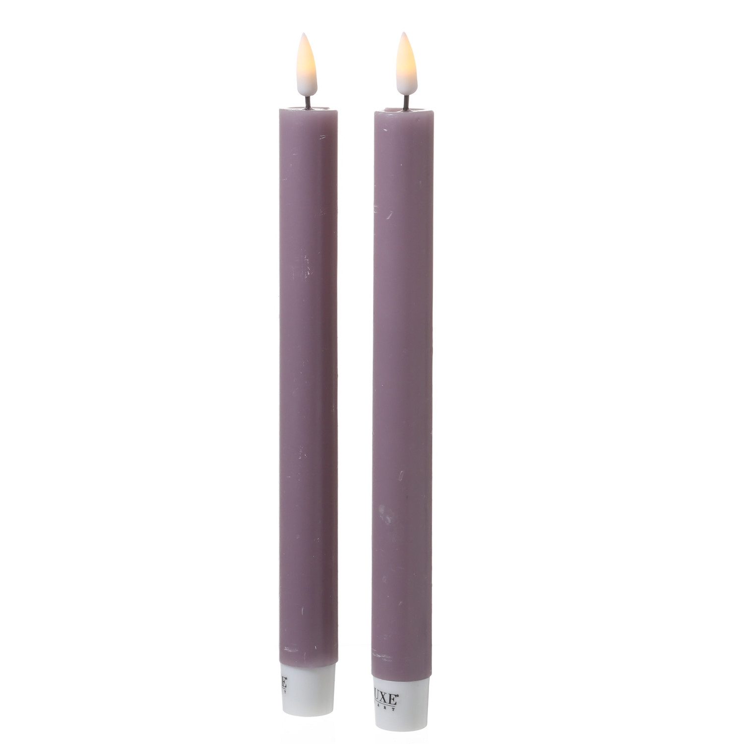 Deluxe Homeart LED-Kerze LED Stabkerzen Mia Tafelkerzen Echtwachs flackernd H: 24cm flieder 2St, LED Classic, warmweiß (2100K bis 3000K)
