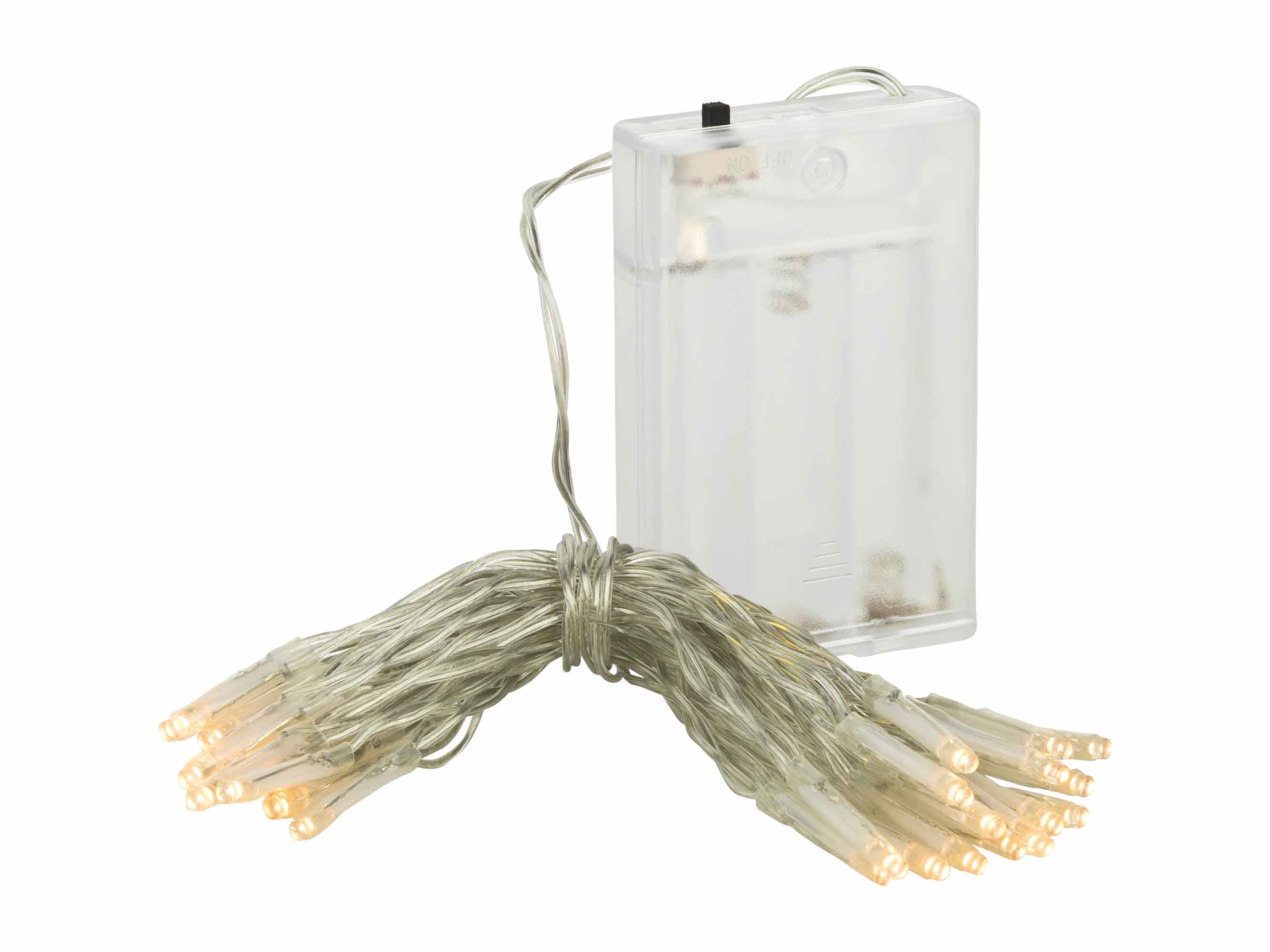 Linder Exclusiv GmbH LED-Lichterkette, Batteriebetrieb 2,90m 30 LEDs warmweiß 3mm transparent
