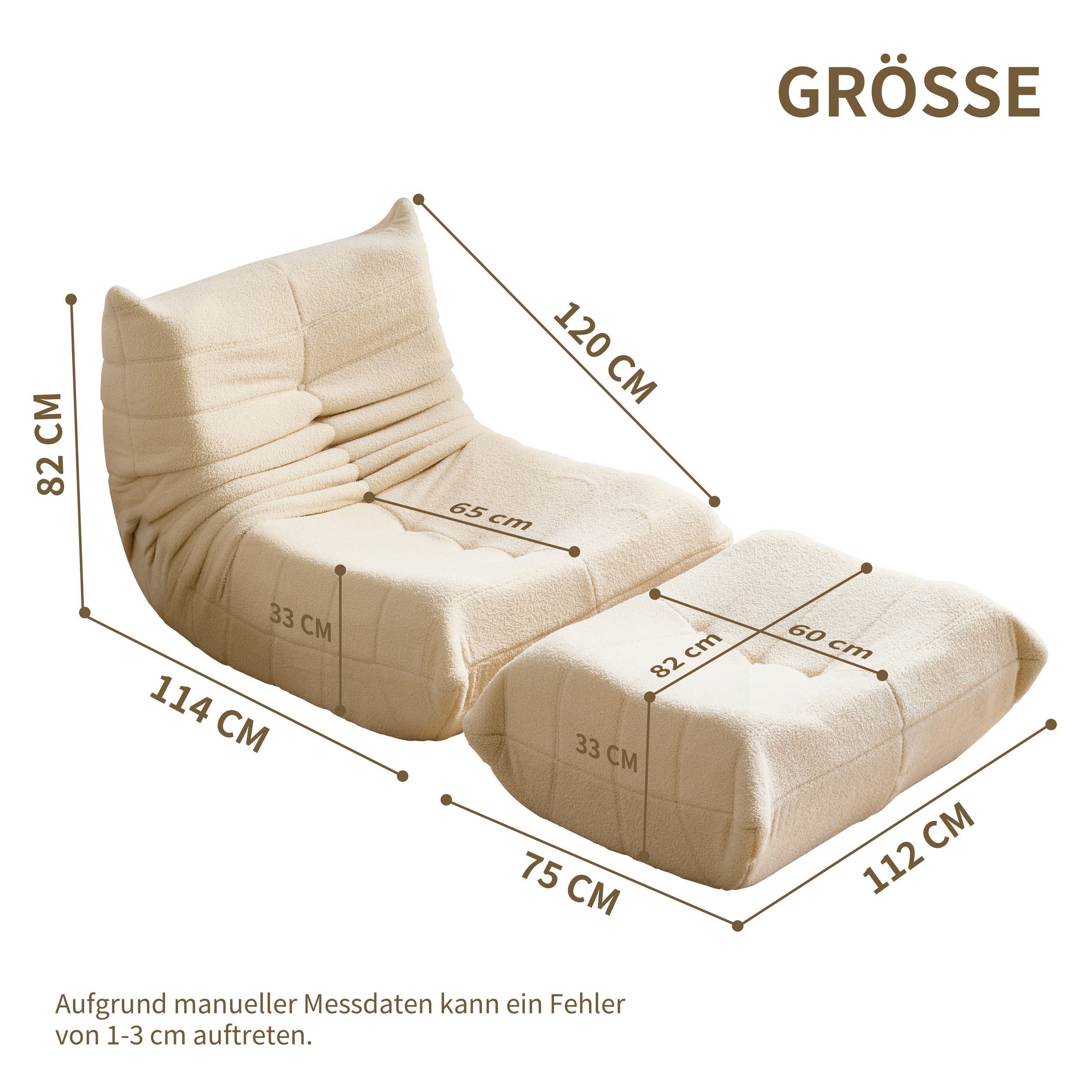 STILVORA Sitzsack Relaxsessel Indoor-Lazy Sofa mit Fußstütze & Hochelastisc günstig online kaufen
