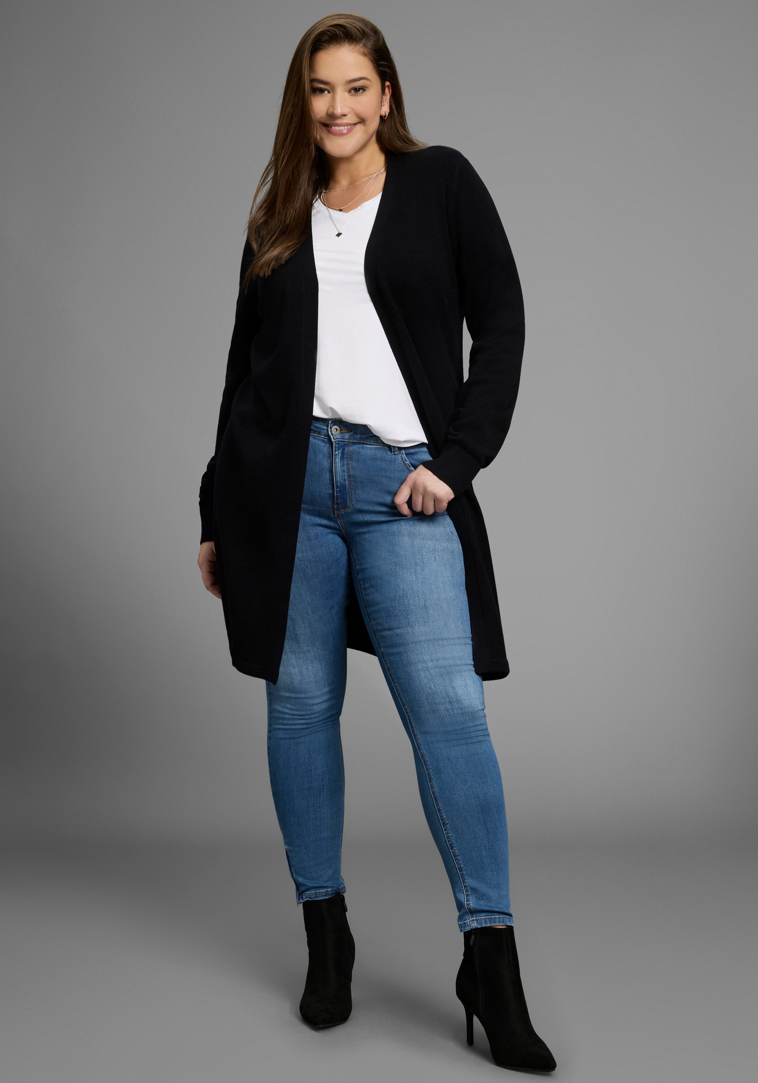 Laura Scott CURVE Longstrickjacke Große Größen in kuschelweichem Wohlfühlstrick – Bild 4 von 5