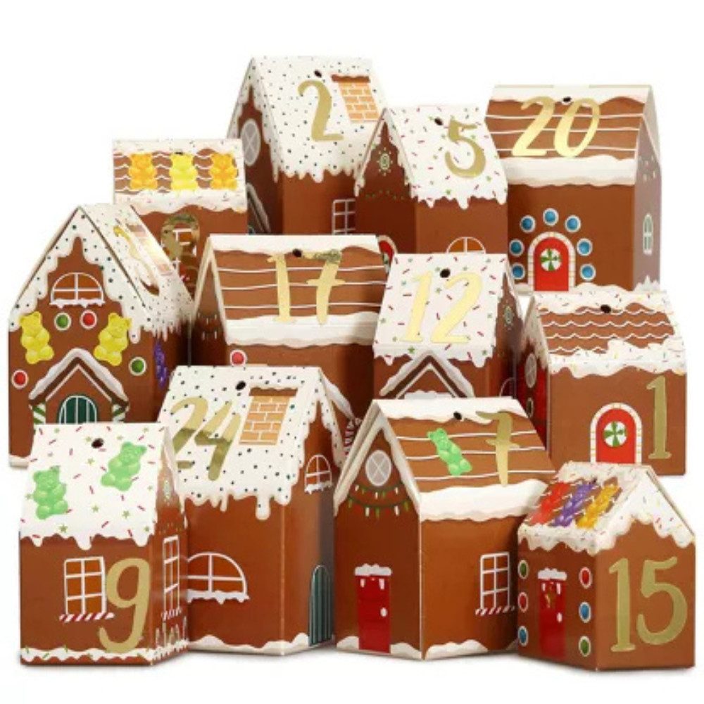 PAPIERDRACHEN DIY-Adventskalender Adventskalender zum Selbstbefüllen - Lebkuchenhaus (24-tlg)