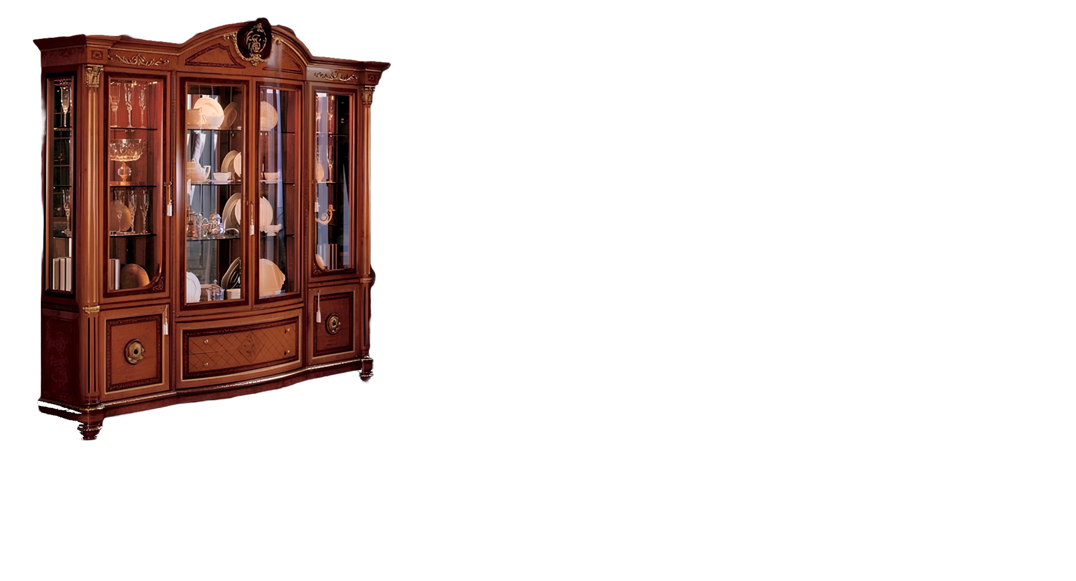 Xlmoebel Vitrine Hochwertige Schrankvitrine aus Holz für das große Wohnzimmer in Braun (Vitrine) Hergestellt in Europa