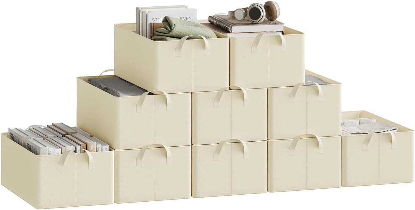 Woltu Aufbewahrungsbox (10 St), mit Griffen, für Schlafzimmer, Arbeitszimmer, Wohnzimmer, faltbar