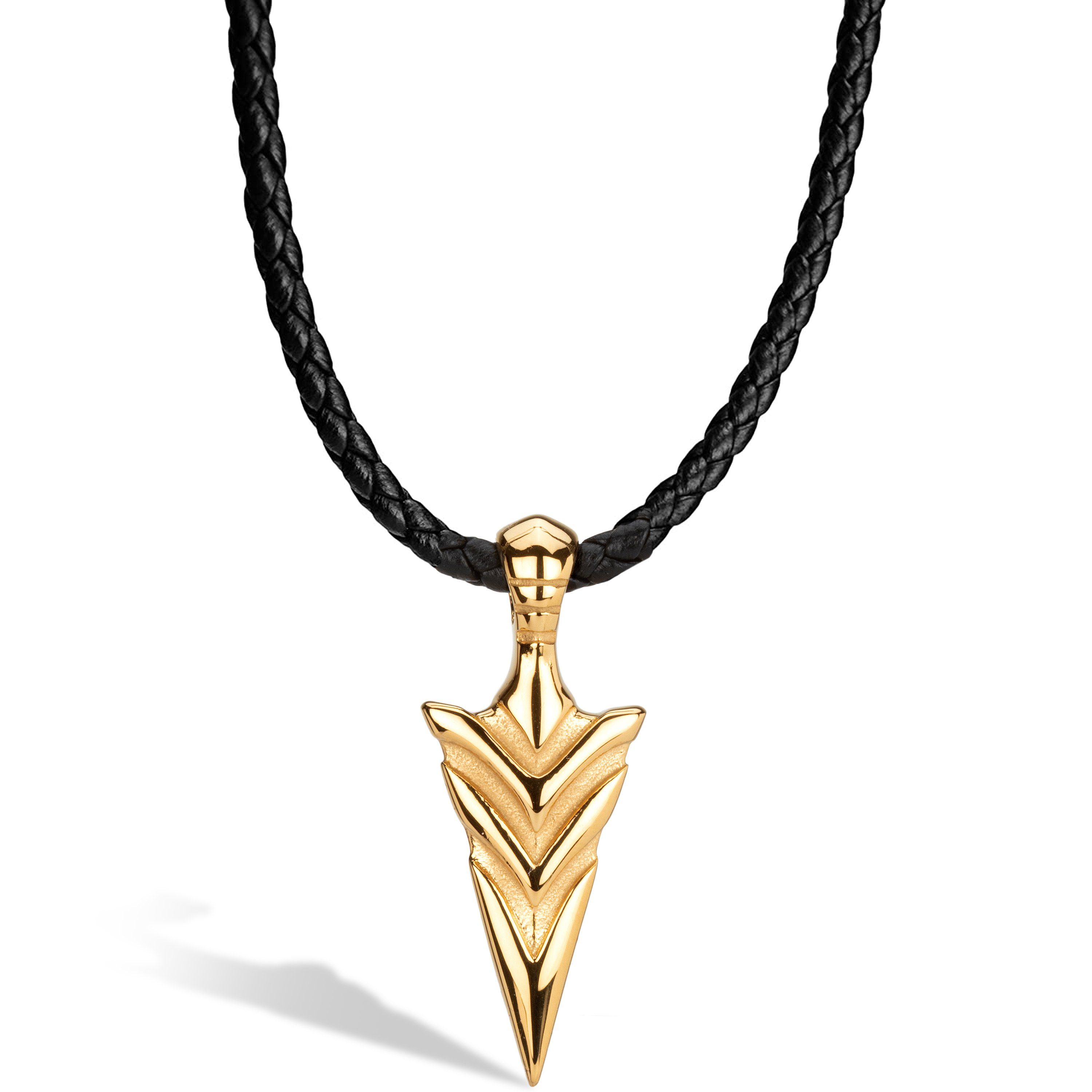 Lederband Leder Halskette mit Edelstahl Anhänger "Arrow"