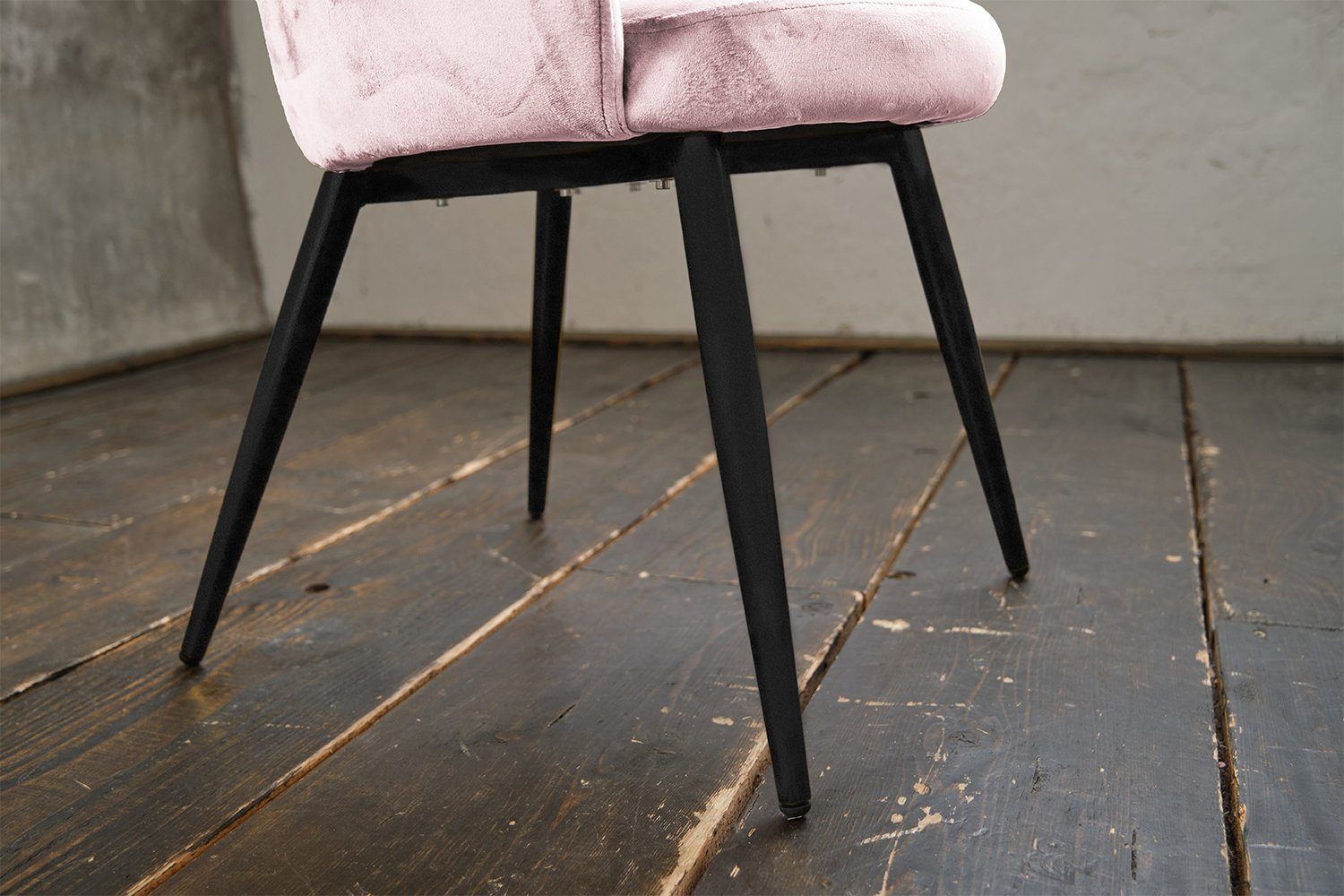 gold schwarz od. Fuß Esszimmerstuhl Stuhl KAWOLA CARLA, rosa versch. Velvet, Farben, | schwarz