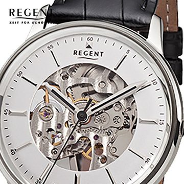 Regent Quarzuhr Regent Herren Uhr GM-1455 Leder, Herren Armbanduhr rund, mittel (ca. 38mm), Lederarmband