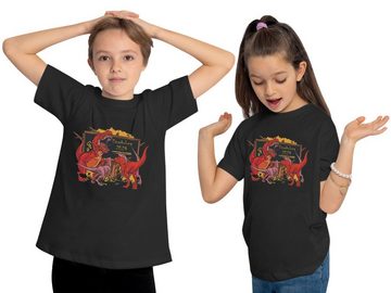 MyDesign24 Print-Shirt bedrucktes Kinder T-Shirt brüllender T-Rex als Lehrer Einschulungs T-Shirt 2024, i38