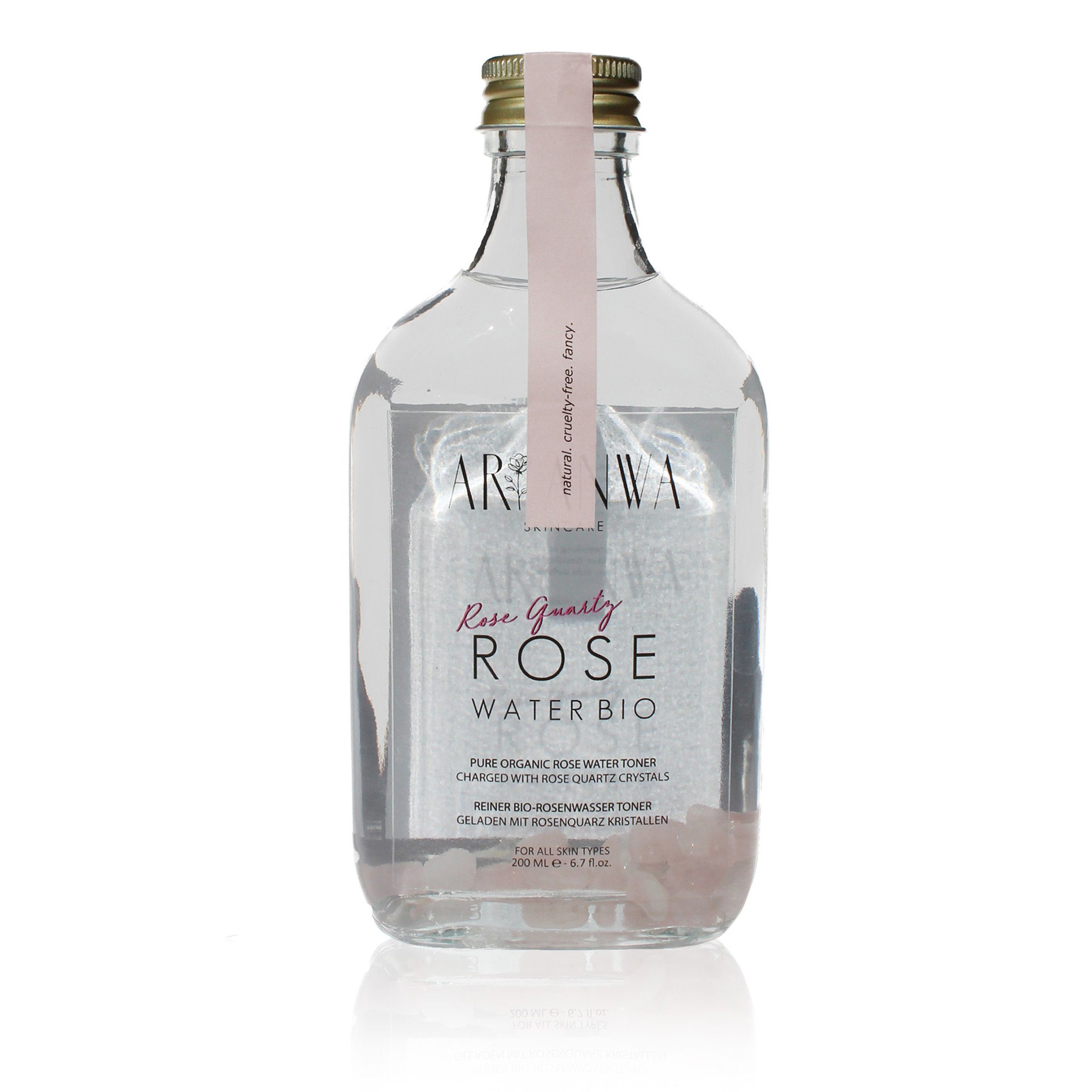 Gesichtswasser Rosenwasser Bio mit Rosenquarz, Natürliches Gesichtswasser