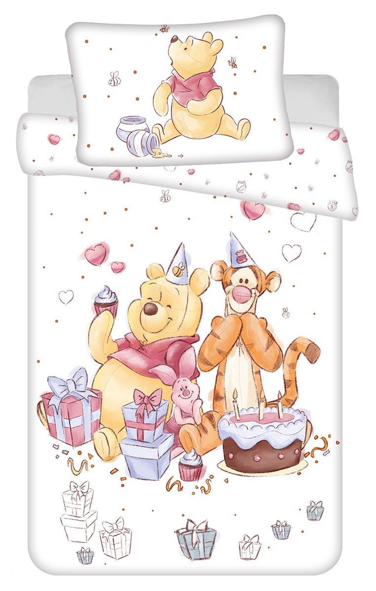 Disney Kinderbettwäsche Winnie Puuh Bettwäsche-Set Tigger Ferkel Cartoon 100x135cm, Renforcé, 2 teilig