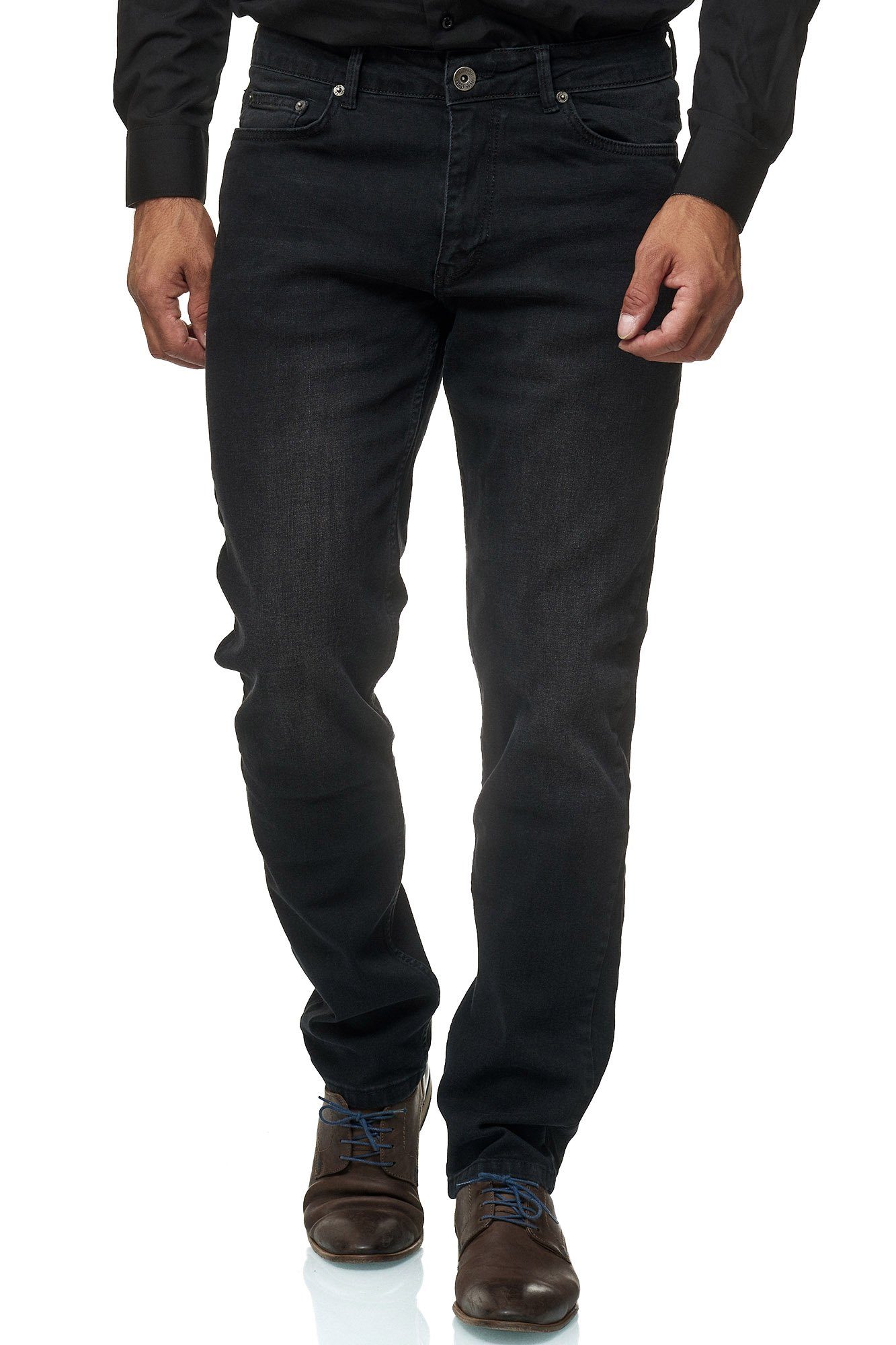 JEEL Regular-fit-Jeans 305 Straight Cut Herren Jeans 5-Pocket Design 06-Schwarz