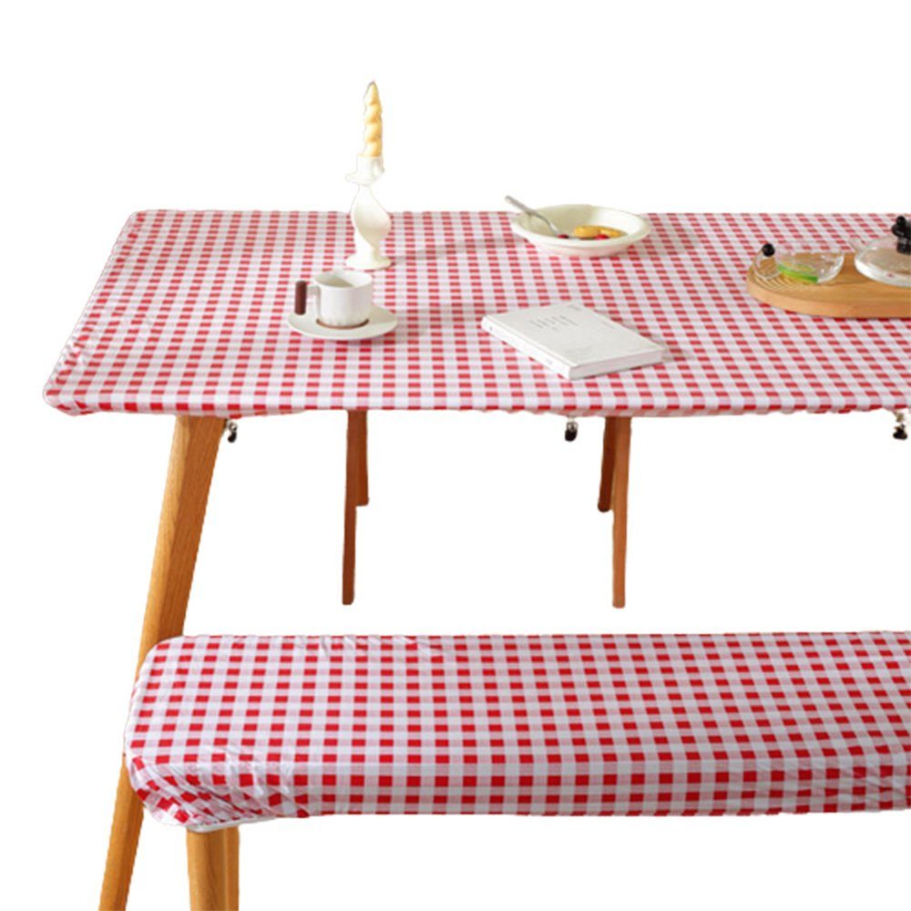 FELIXLEO Tischdecke Tischdecken Wasserdicht Elastizität Weiß Rot Plaid Tischdekoration