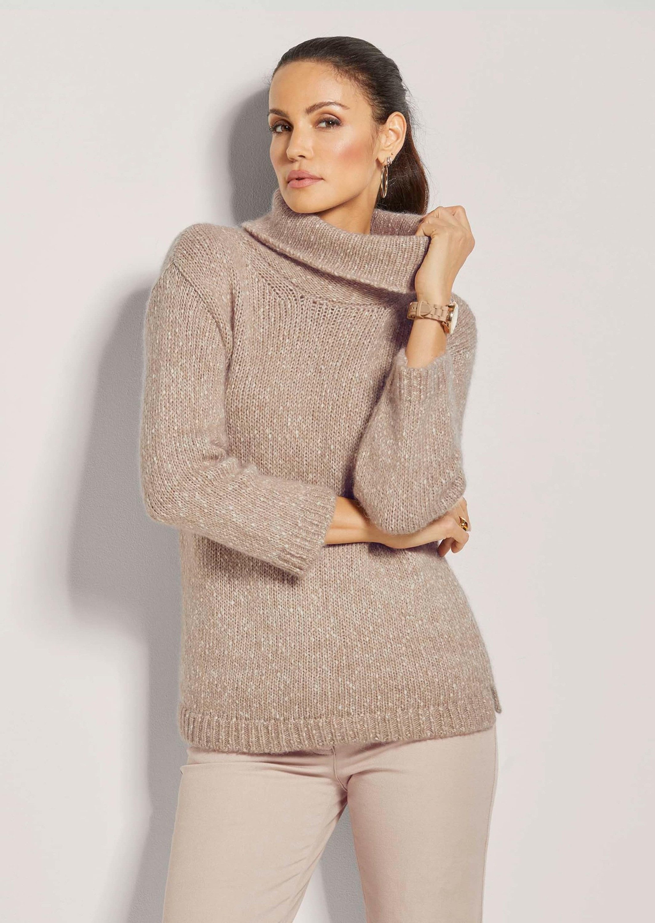 Strickpullover Rollkragen-Pullover mit 3/4-Arm