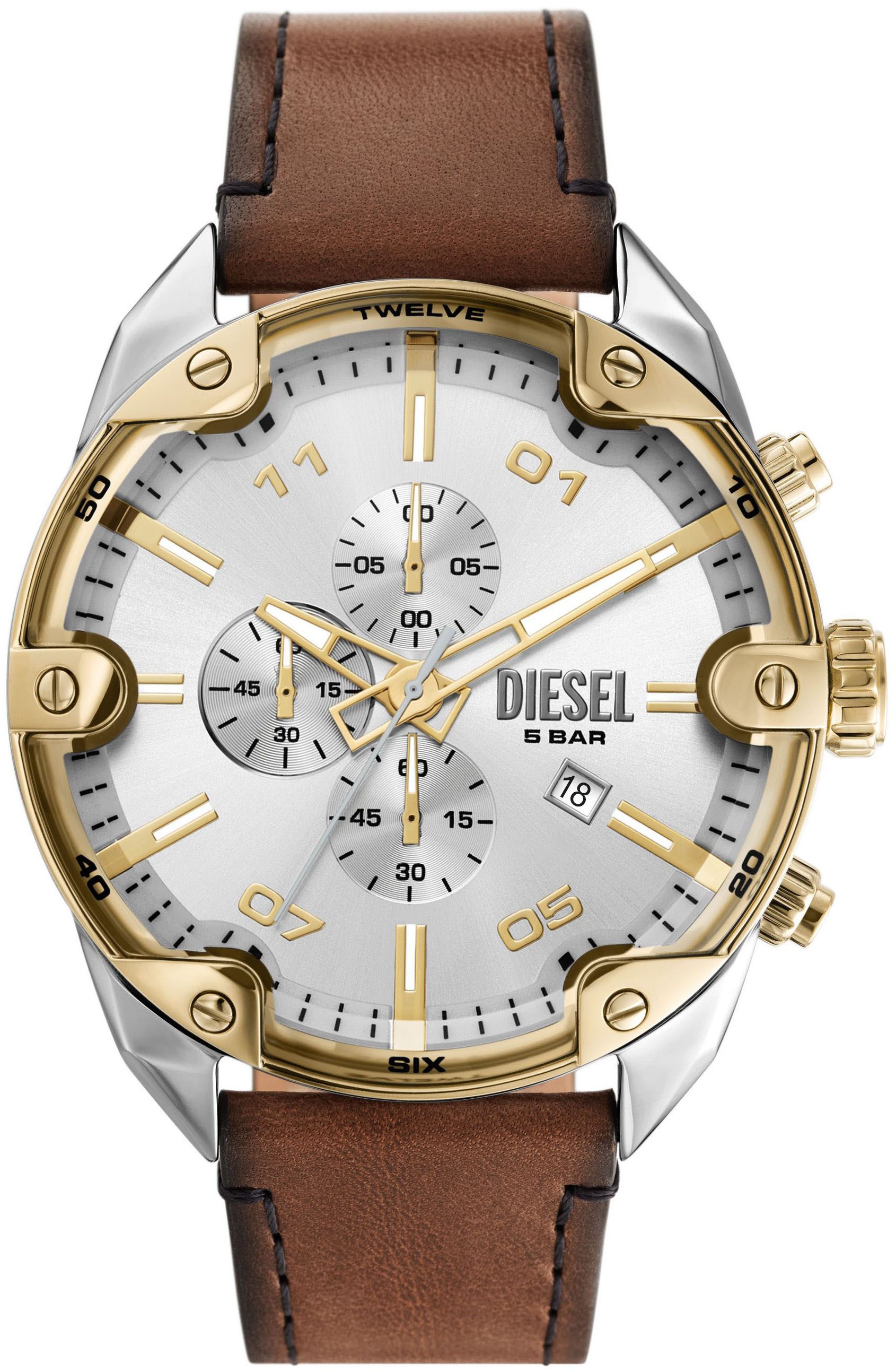 Diesel Chronograph SPIKED, Quarzuhr, Armbanduhr, Herrenuhr, Datum, Stoppfunktion