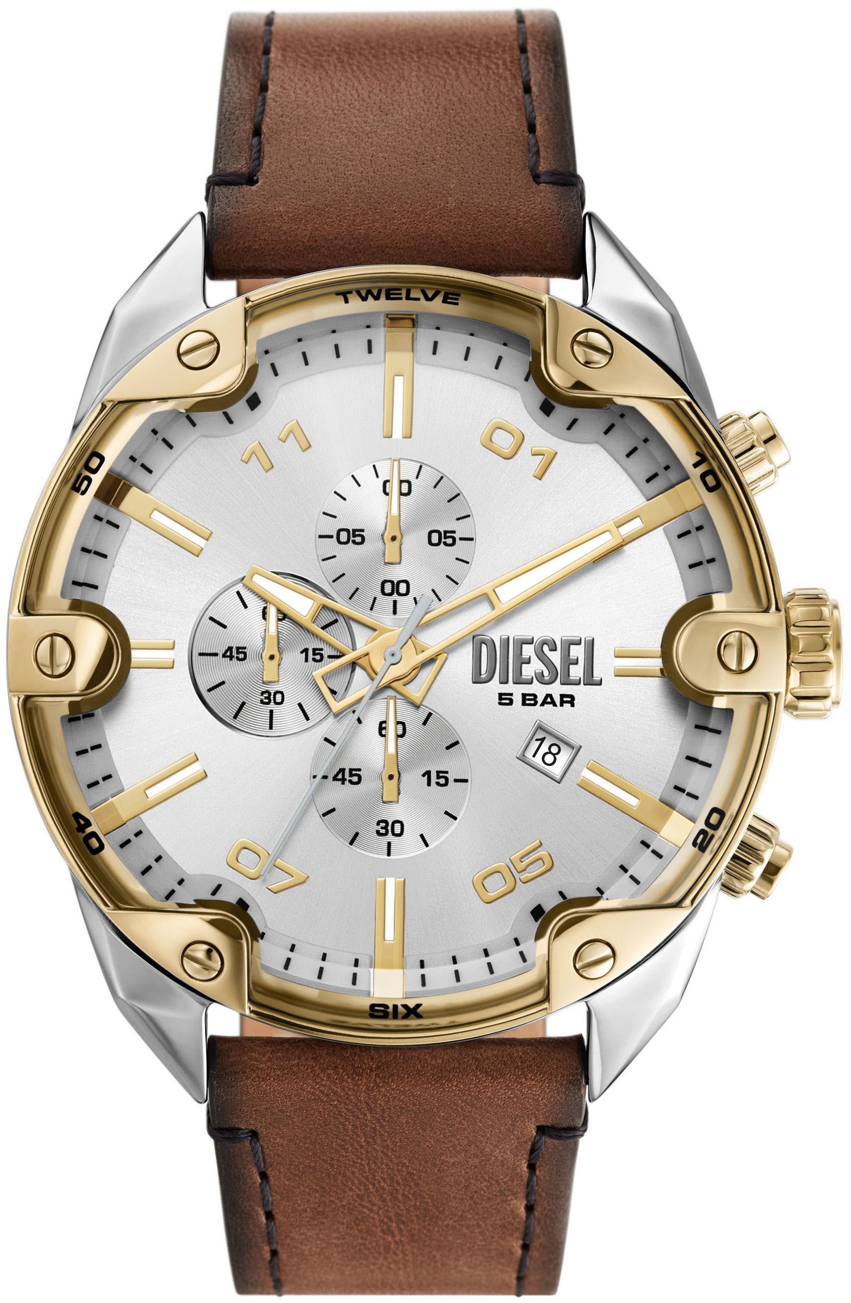 Diesel Chronograph SPIKED DZ4665, Armbanduhr, Herrenuhr, Lederarmband, Quar günstig online kaufen