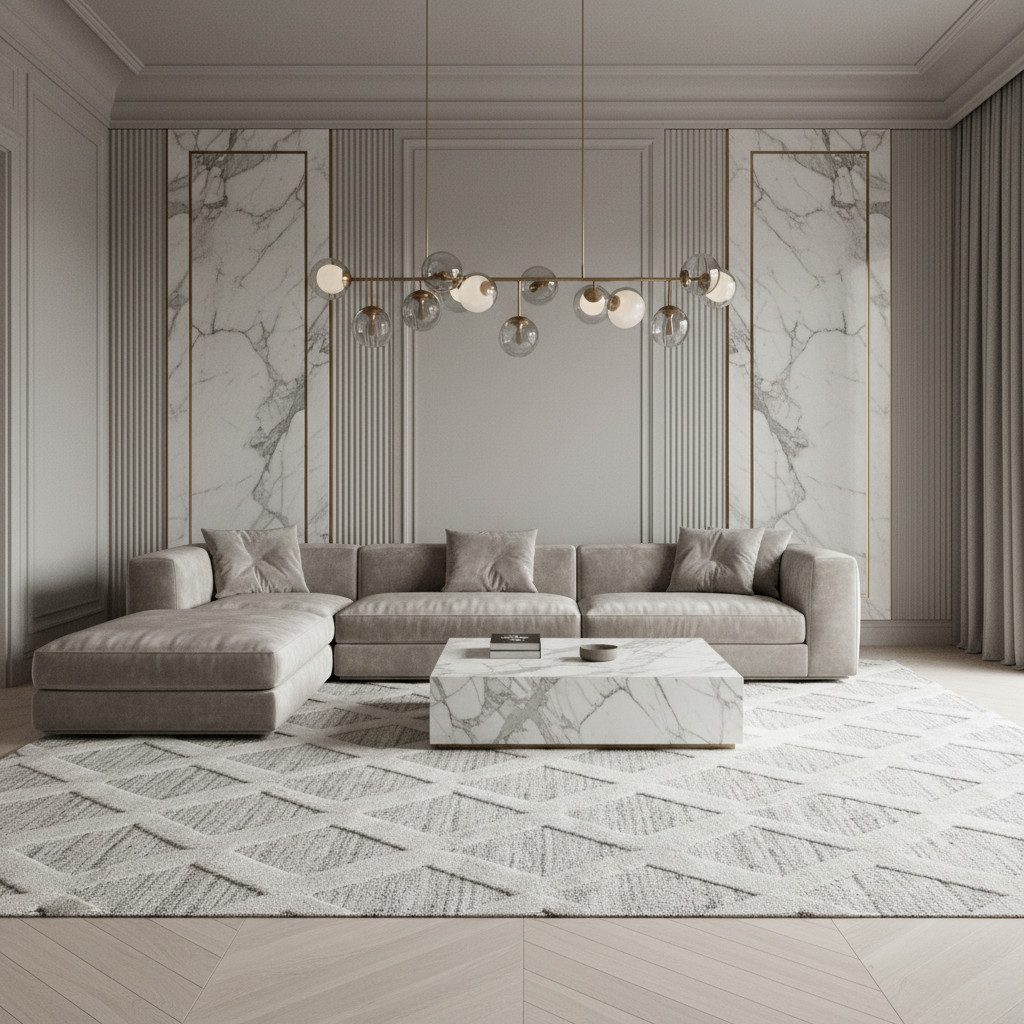 KADIMA DESIGN Teppich Teppich Boho Hochflor TALFER Relief 20 mm Rund Läufer Grau, Läufer, Höhe: 22 mm, 60x110 cm, Wohnzimmerteppich Esszimmer Strapazierfähig Waschbar
