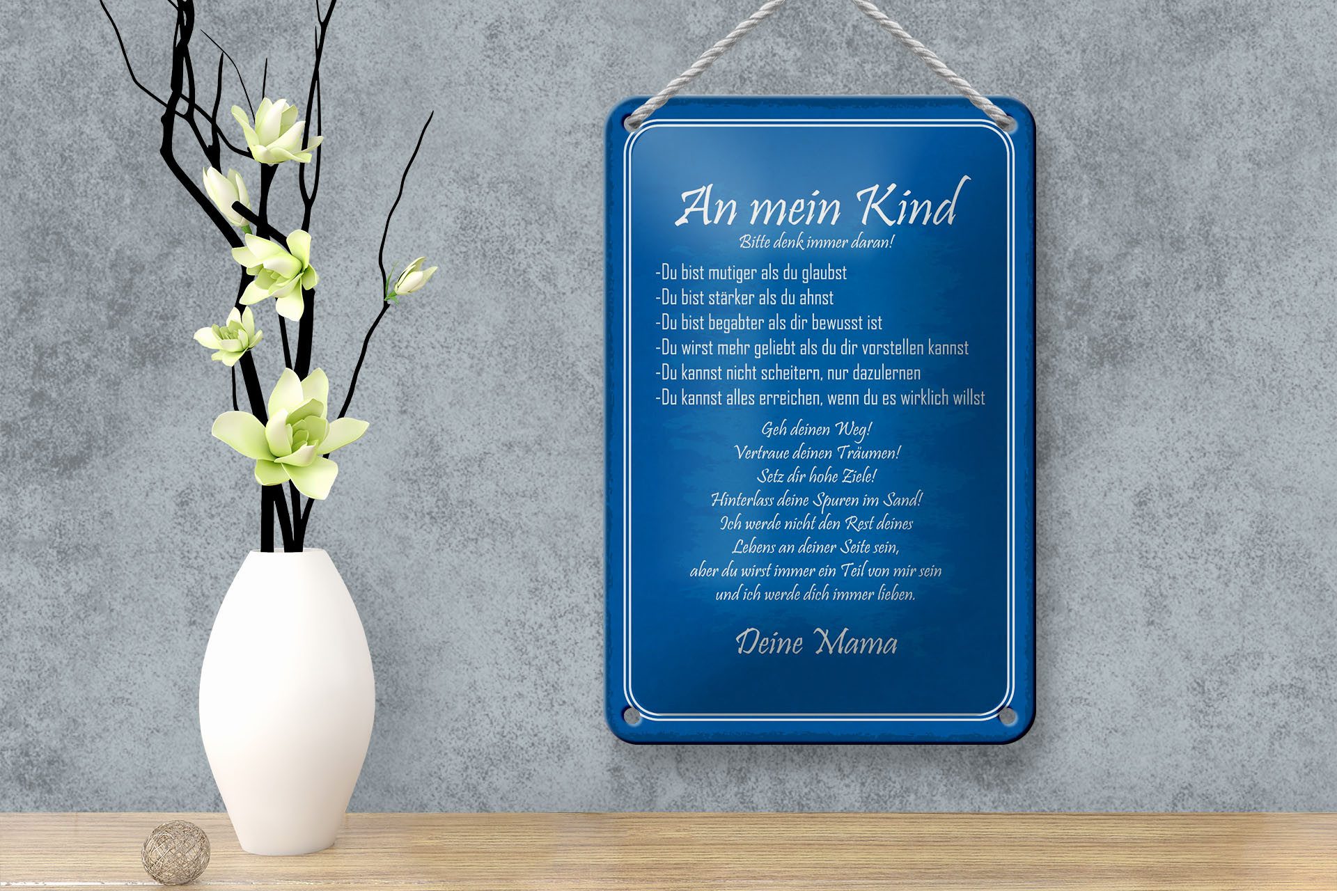 Femer GmbH Metallschild Spruch 12x18 cm An mein Kind Aufzählung Eigenschaften Deine Mama, (1 St), gewölbte Oberfläche, abgerundete Ecken, umgeschlagene Kanten – Bild 4 von 5
