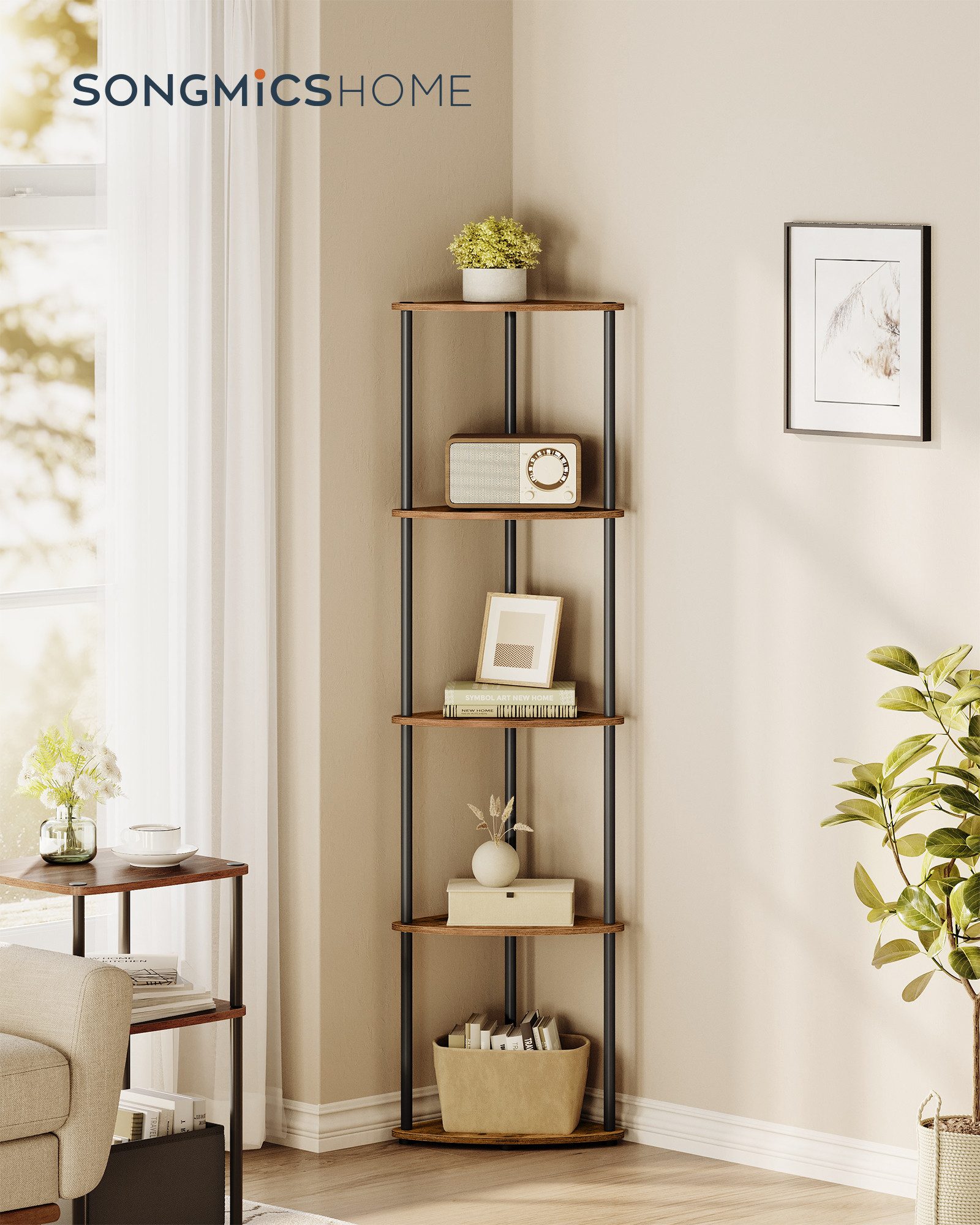 SONGMICS HOME Eckregal Standregal Regal, mit 5 Ebenen, superschnelle werkze günstig online kaufen