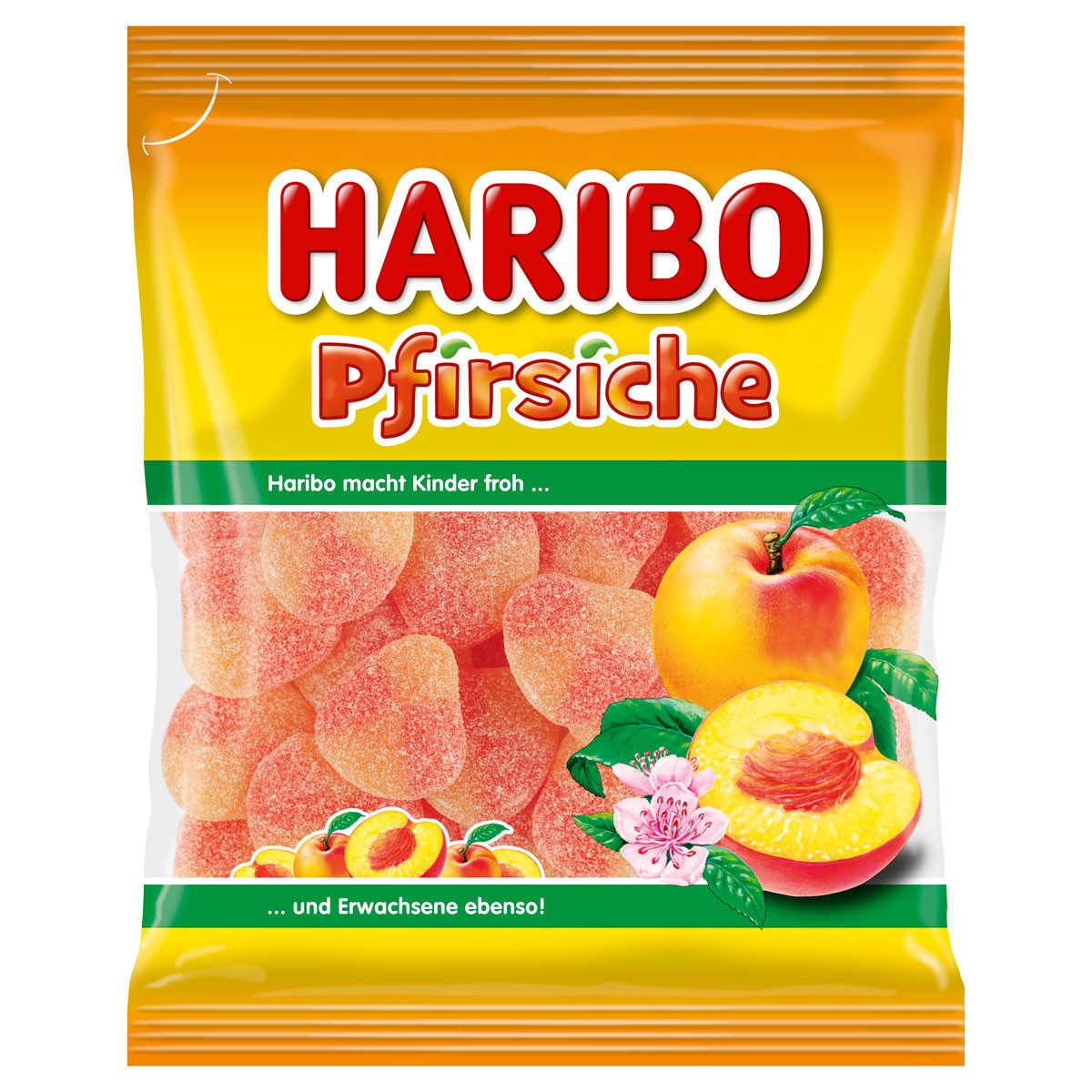 HARIBO Süßigkeit, Haribo Pfirsiche gezuckertes Fruchtgummi mit Pfirsichgeschmack 175g
